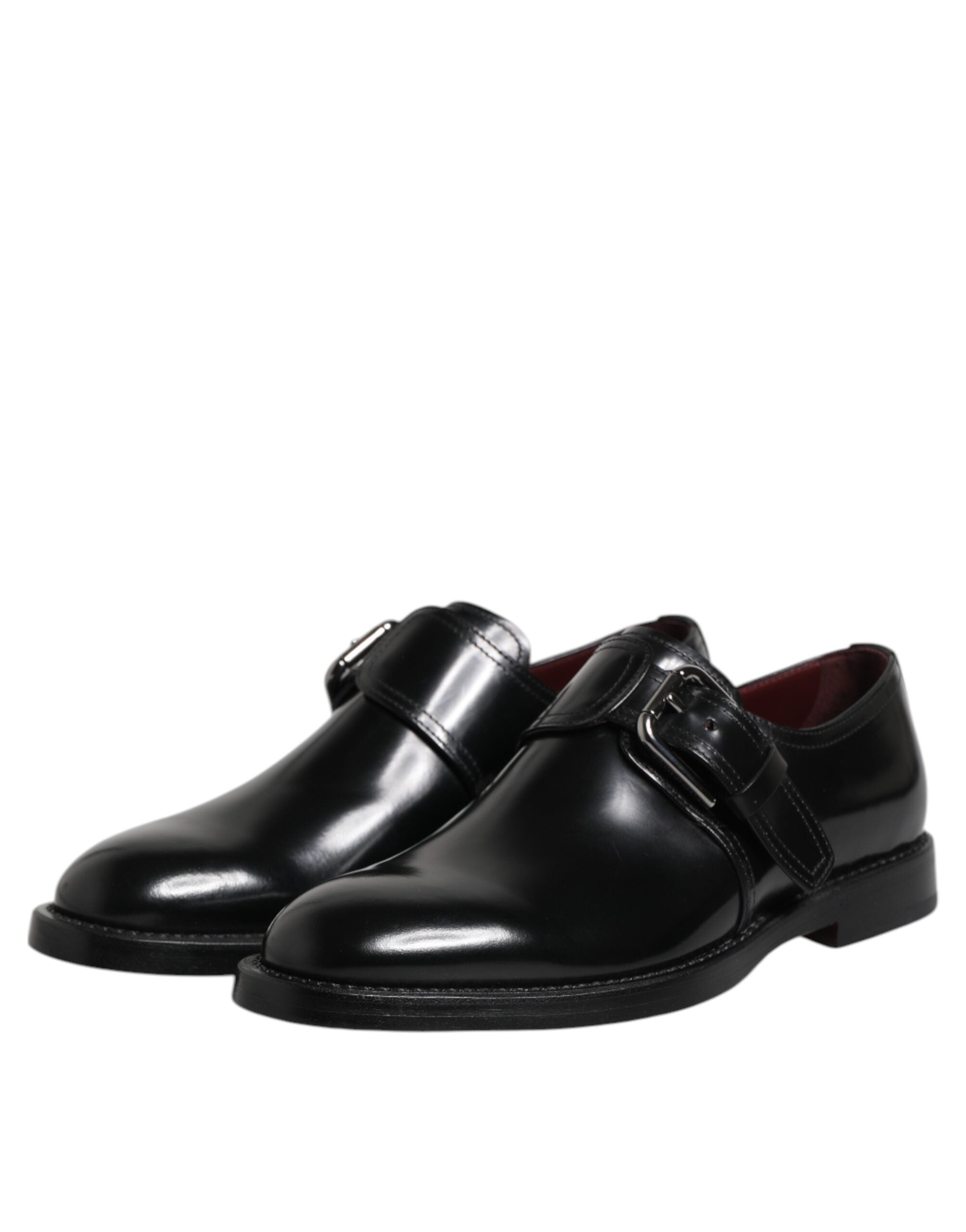 Chaussures habillées Dolce & Gabbana en cuir noir de type derby à boucle moine