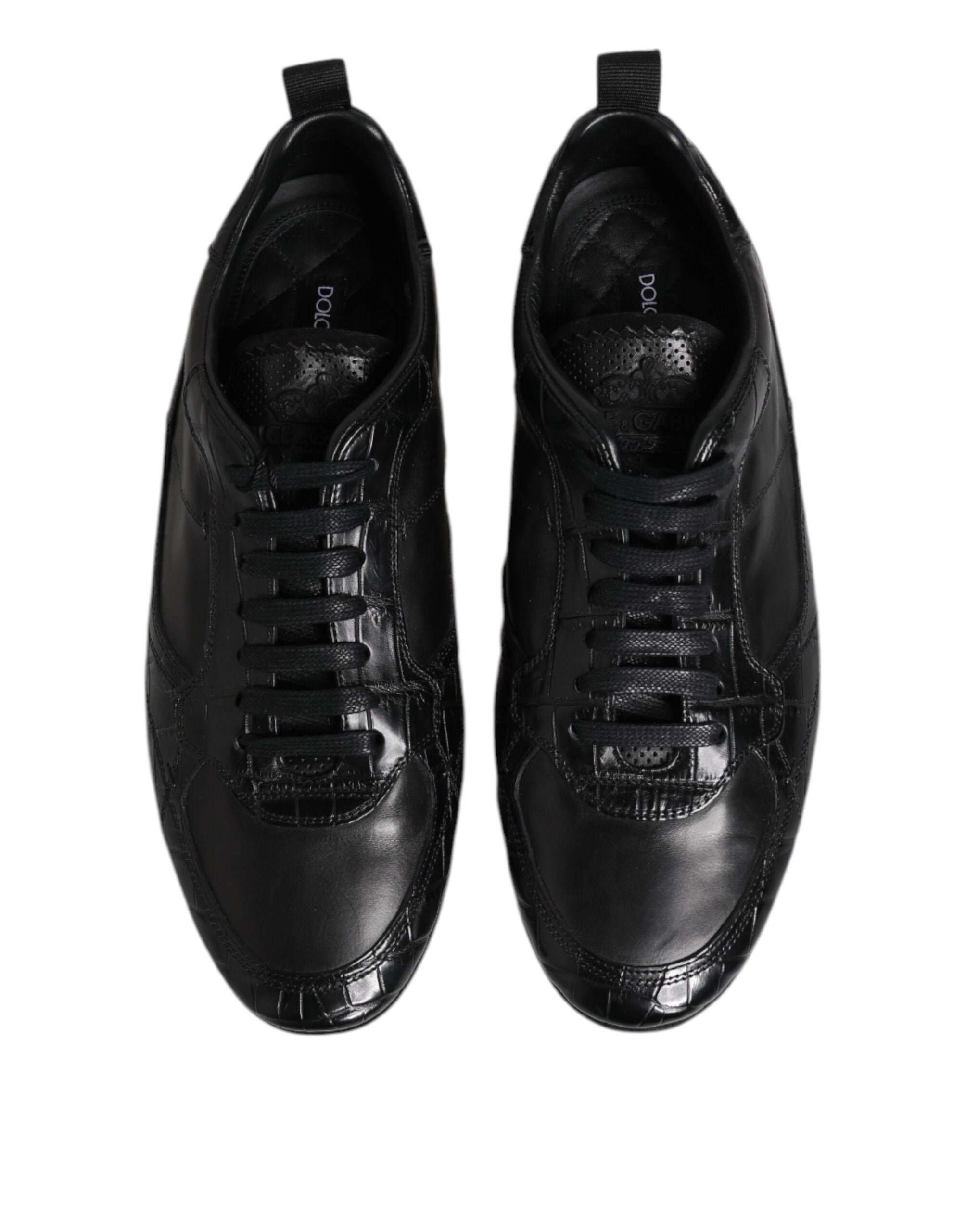 Dolce & Gabbana Zwarte Exotische Leren Lage Sneakers Schoenen