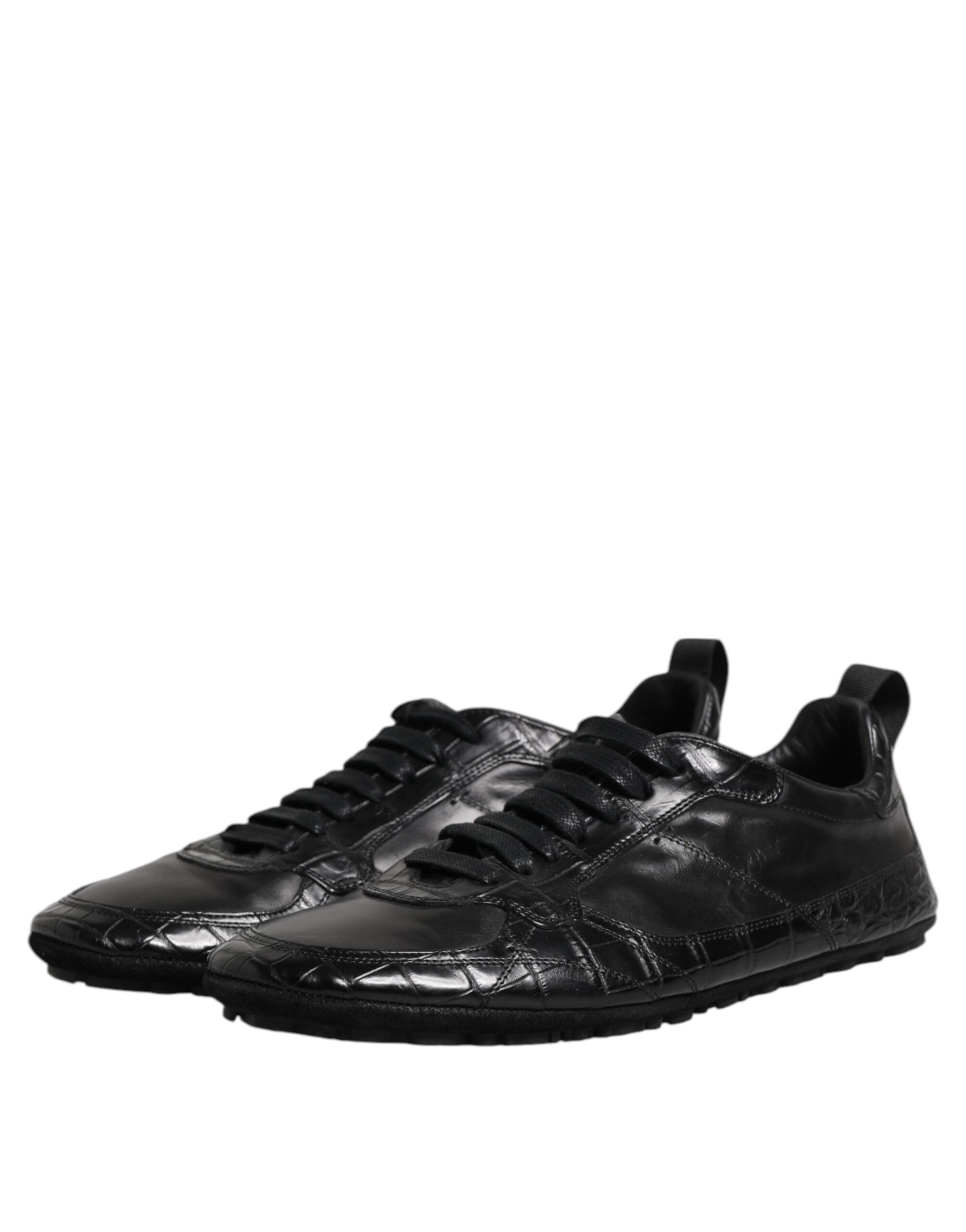 Dolce & Gabbana Zwarte Exotische Leren Lage Sneakers Schoenen