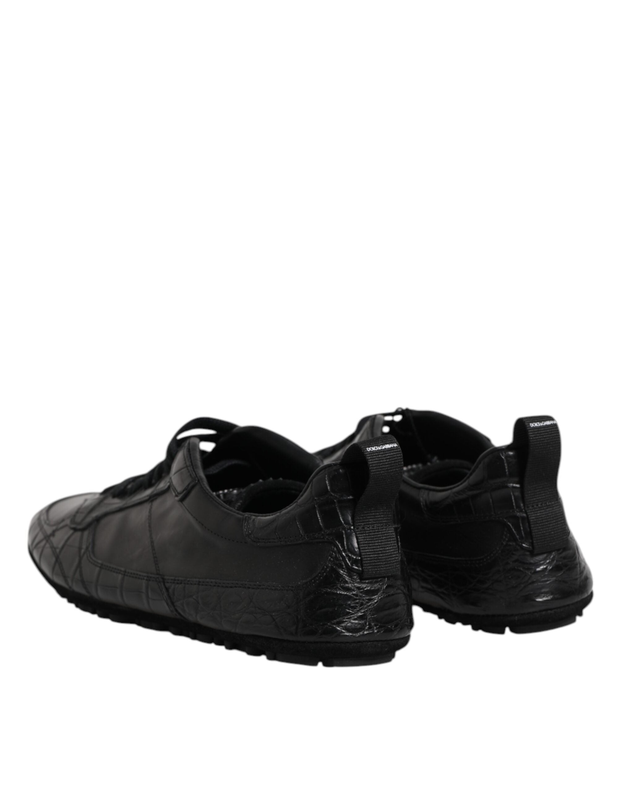 Dolce & Gabbana Zwarte Exotische Leren Lage Sneakers Schoenen