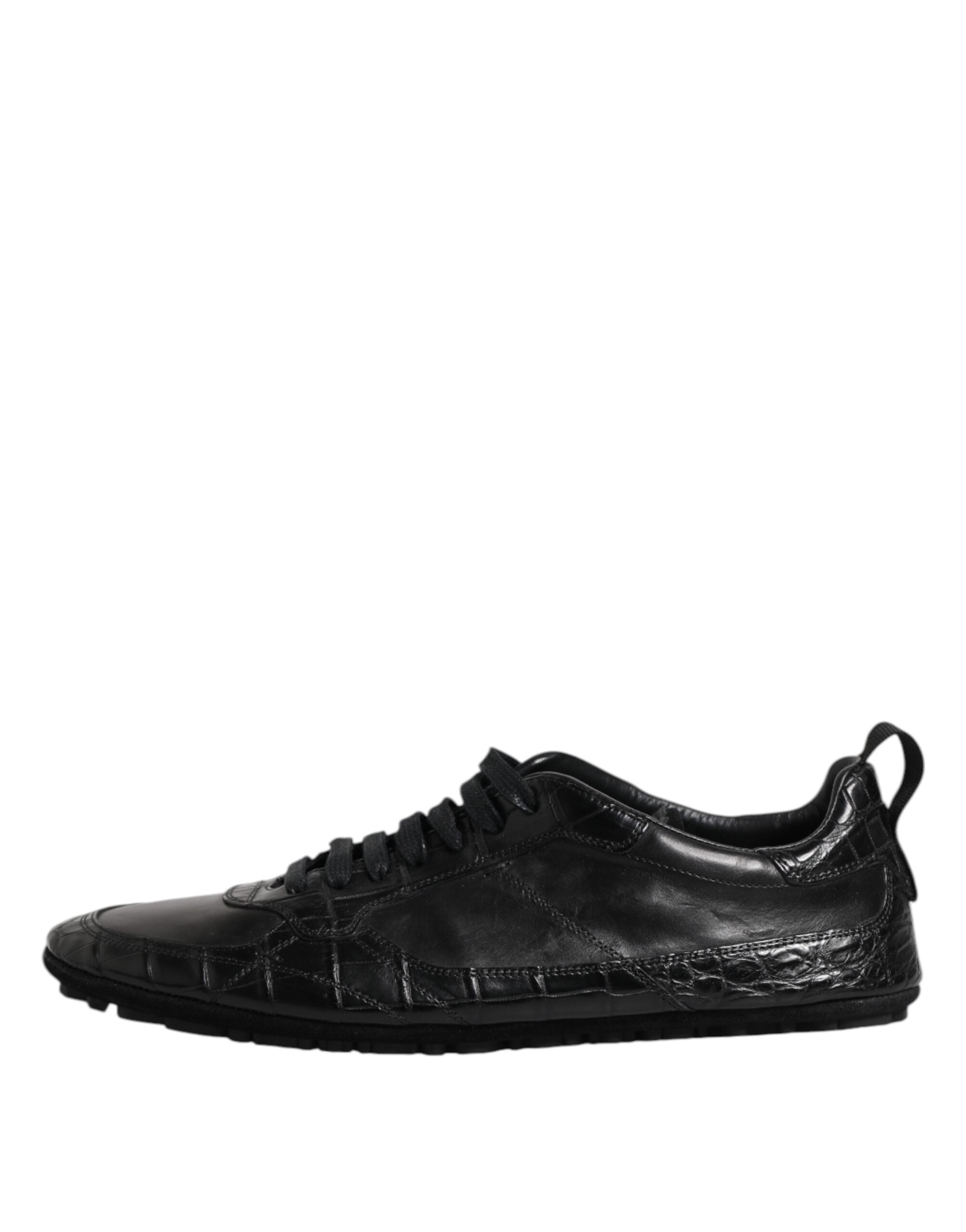 Dolce & Gabbana Zwarte Exotische Leren Lage Sneakers Schoenen