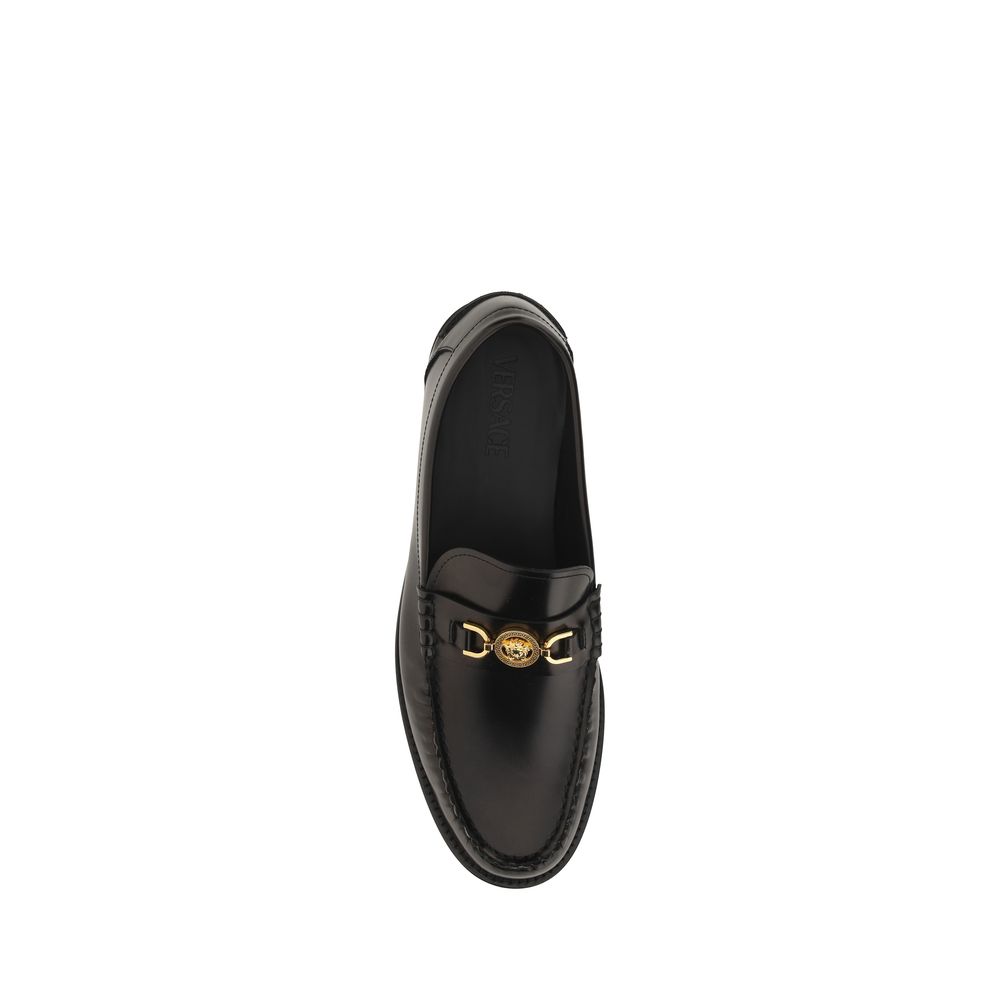 Versace zwarte kalfsleren Bos Taurus instapmocassins