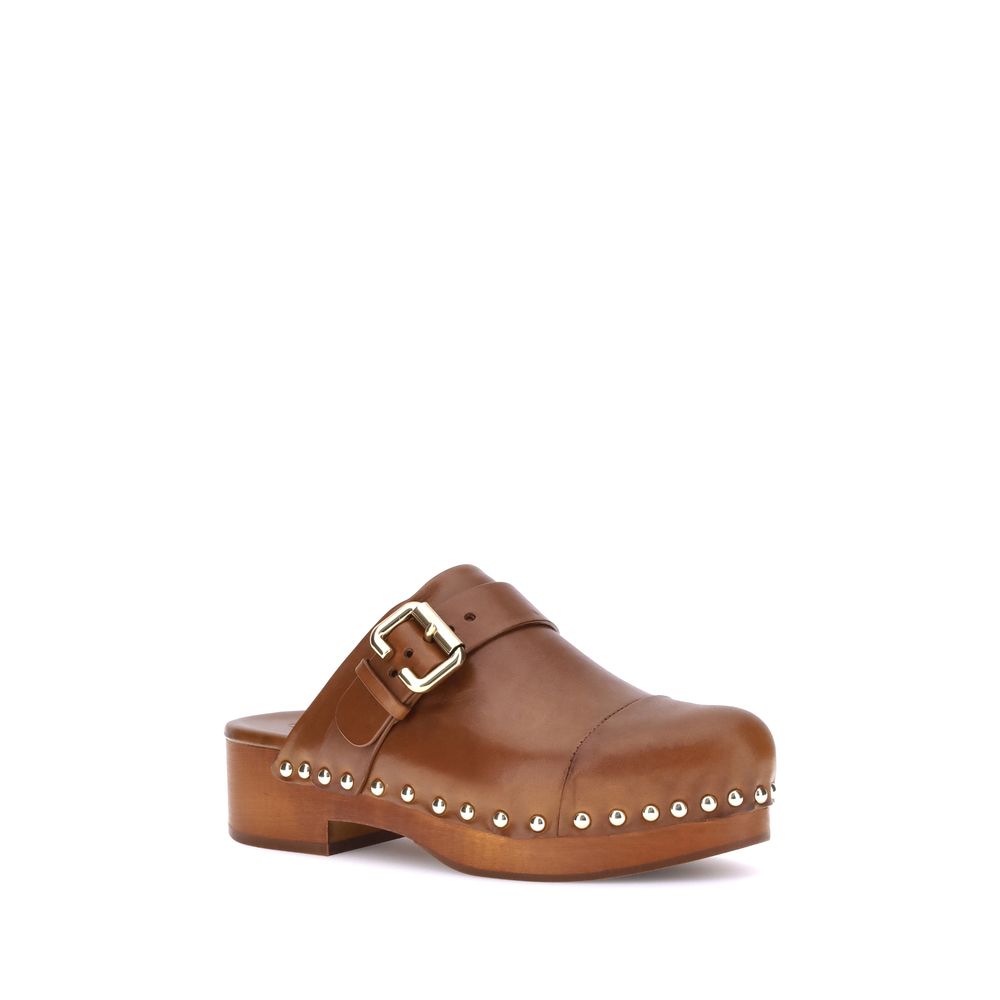 Chloe Brown Calf Leather Bos Taurus Clogs