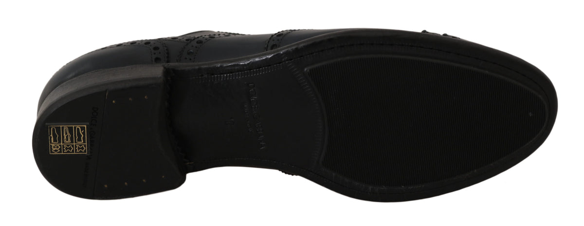 Dolce & Gabbana Donkerblauwe Leren Oxford Geklede Schoenen met Brogueperforaties