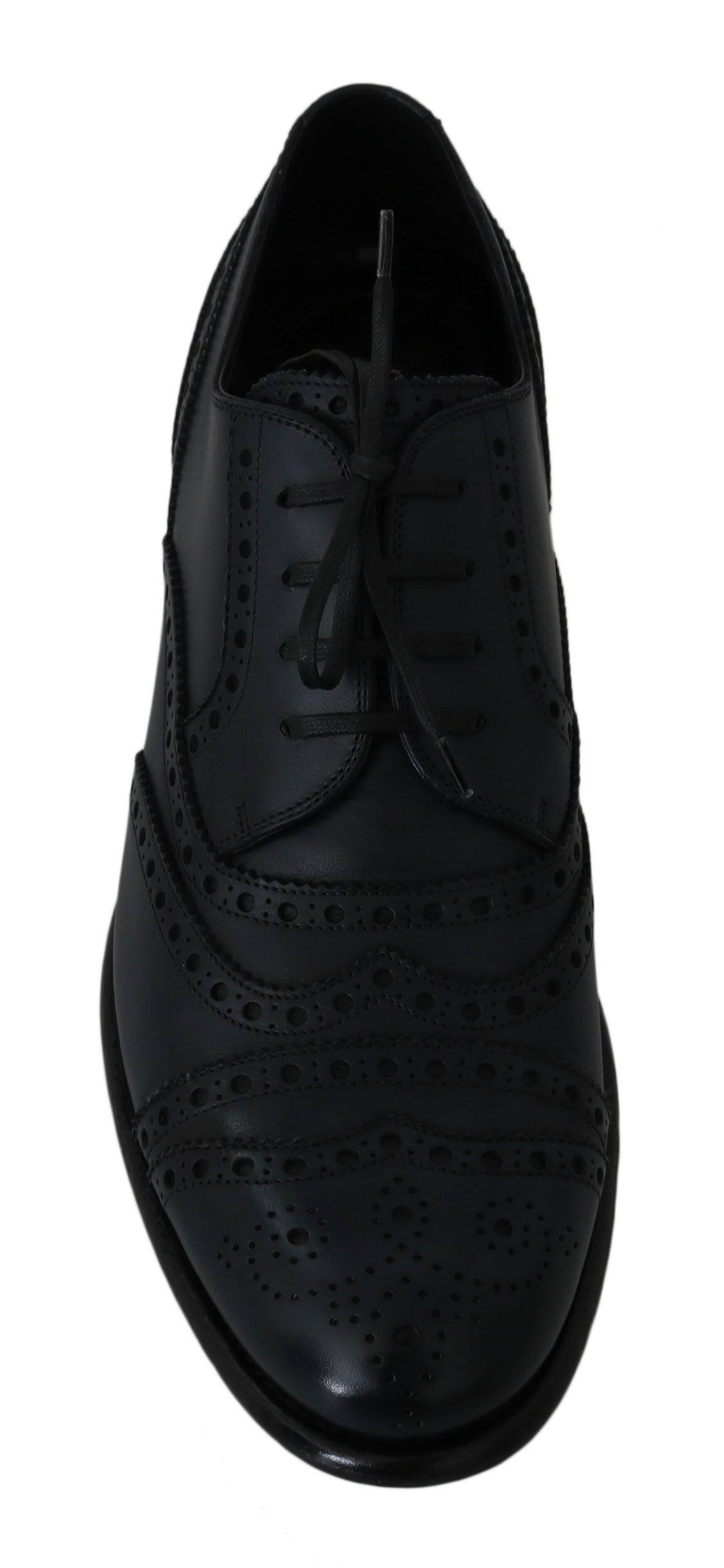Dolce & Gabbana Donkerblauwe Leren Oxford Geklede Schoenen met Brogueperforaties