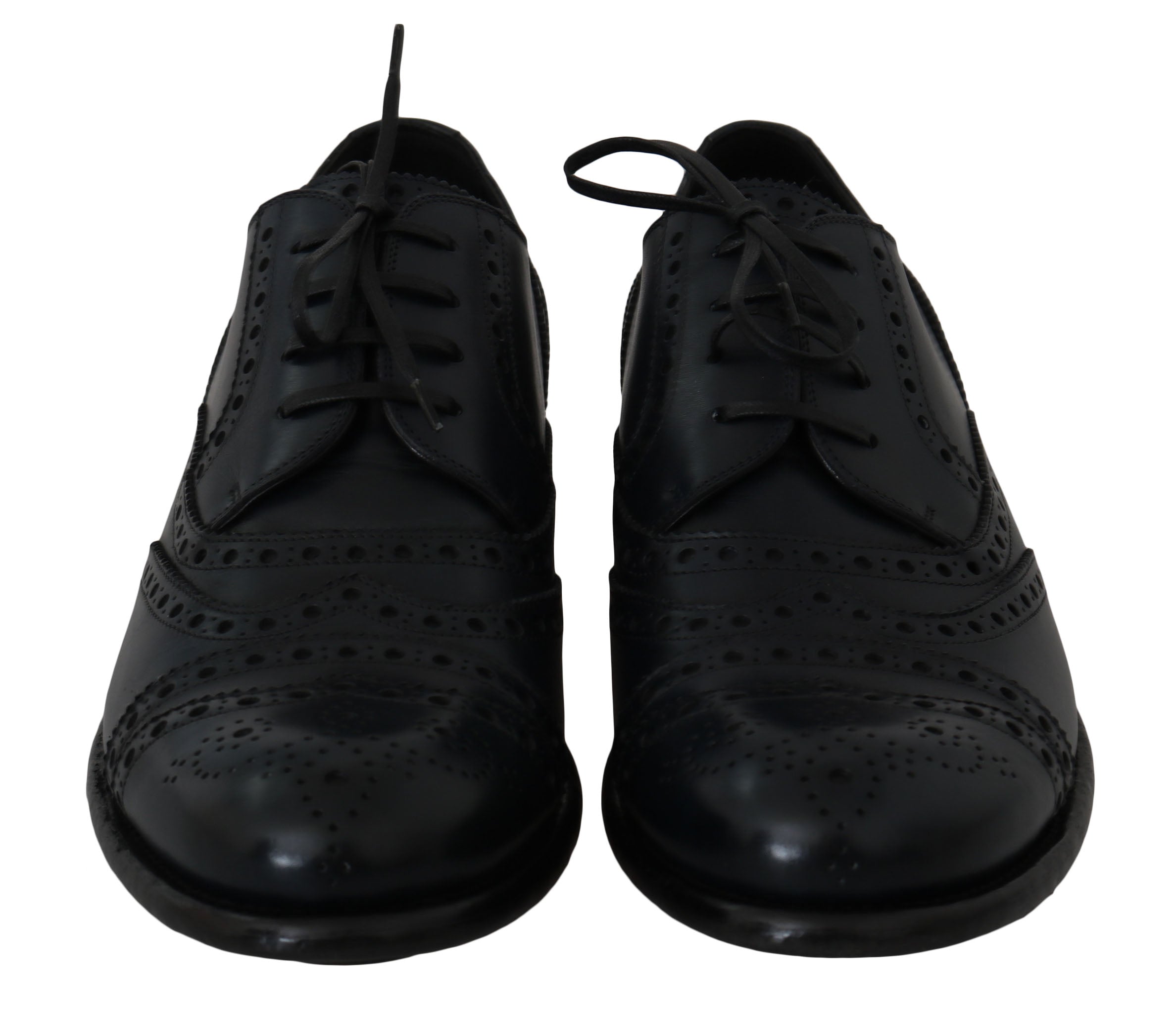 Dolce & Gabbana Donkerblauwe Leren Oxford Geklede Schoenen met Brogueperforaties