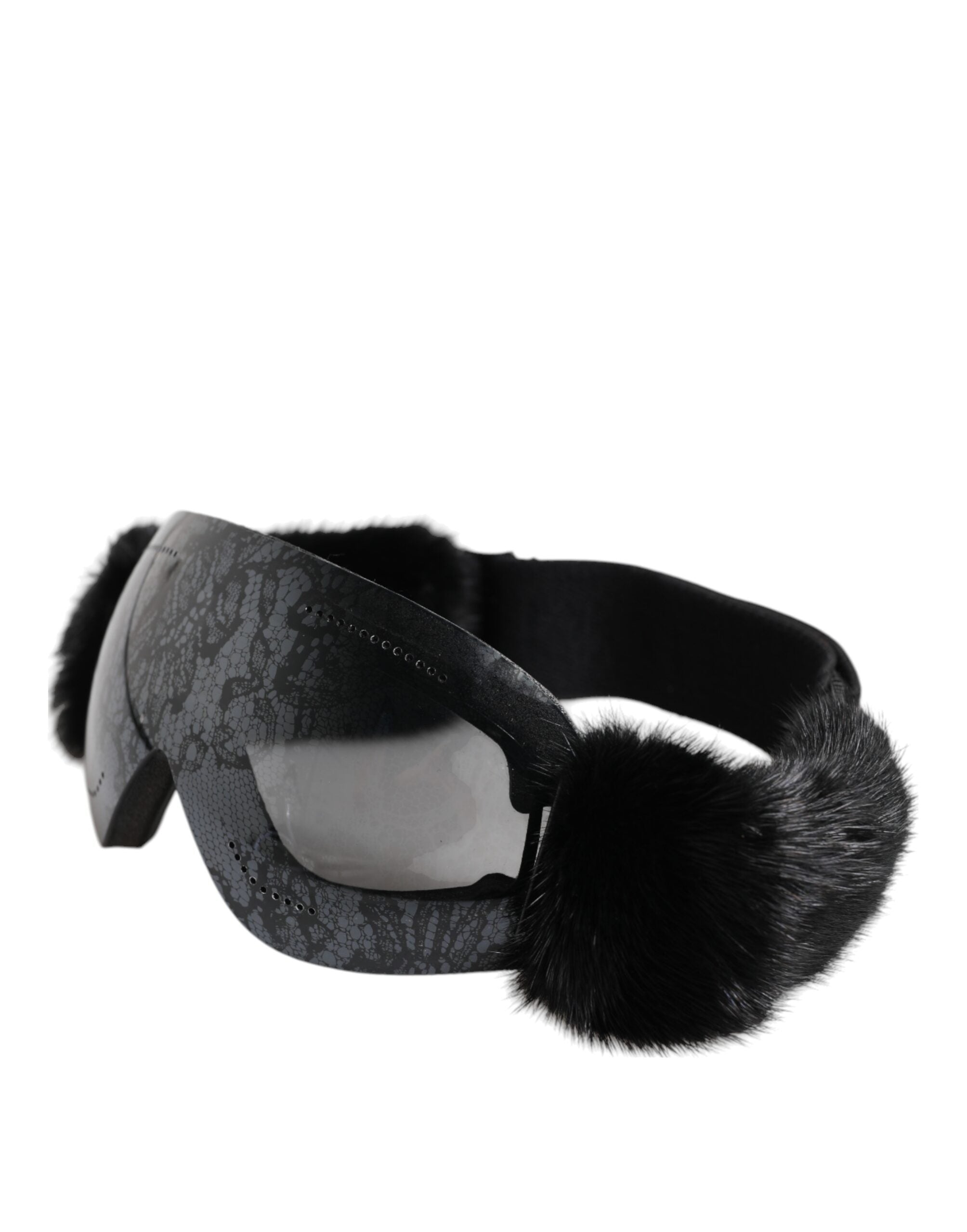 Dolce & Gabbana Zwart Bi0759 Lace Gespiegelde Skibril Masker Zonnebril