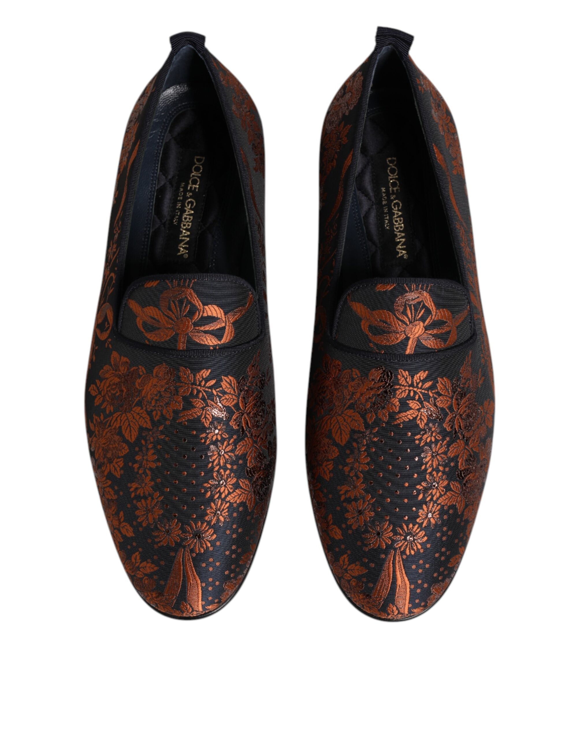 Dolce & Gabbana Black Jacquard Polyester Slip-On Loafer Shoes