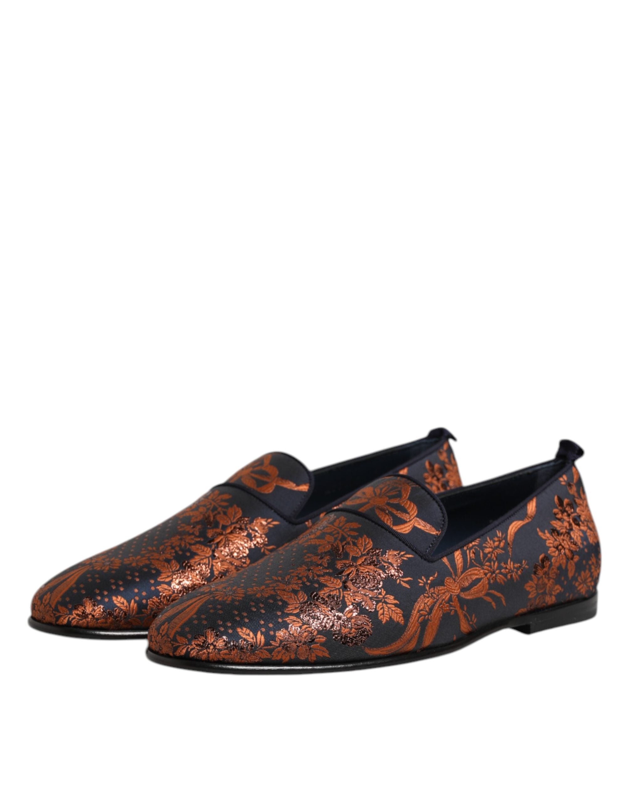 Dolce & Gabbana Black Jacquard Polyester Slip-On Loafer Shoes