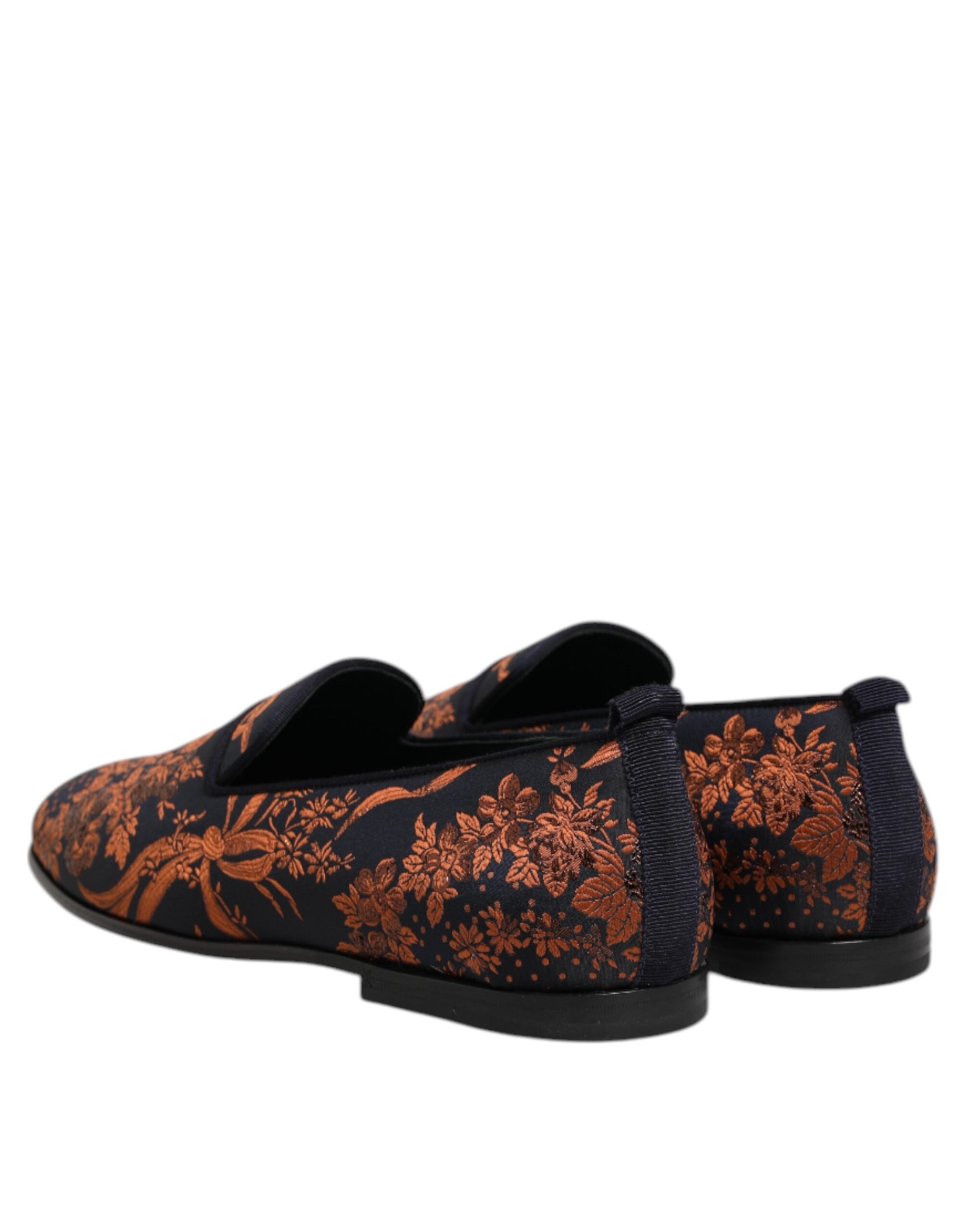Dolce & Gabbana Black Jacquard Polyester Slip-On Loafer Shoes