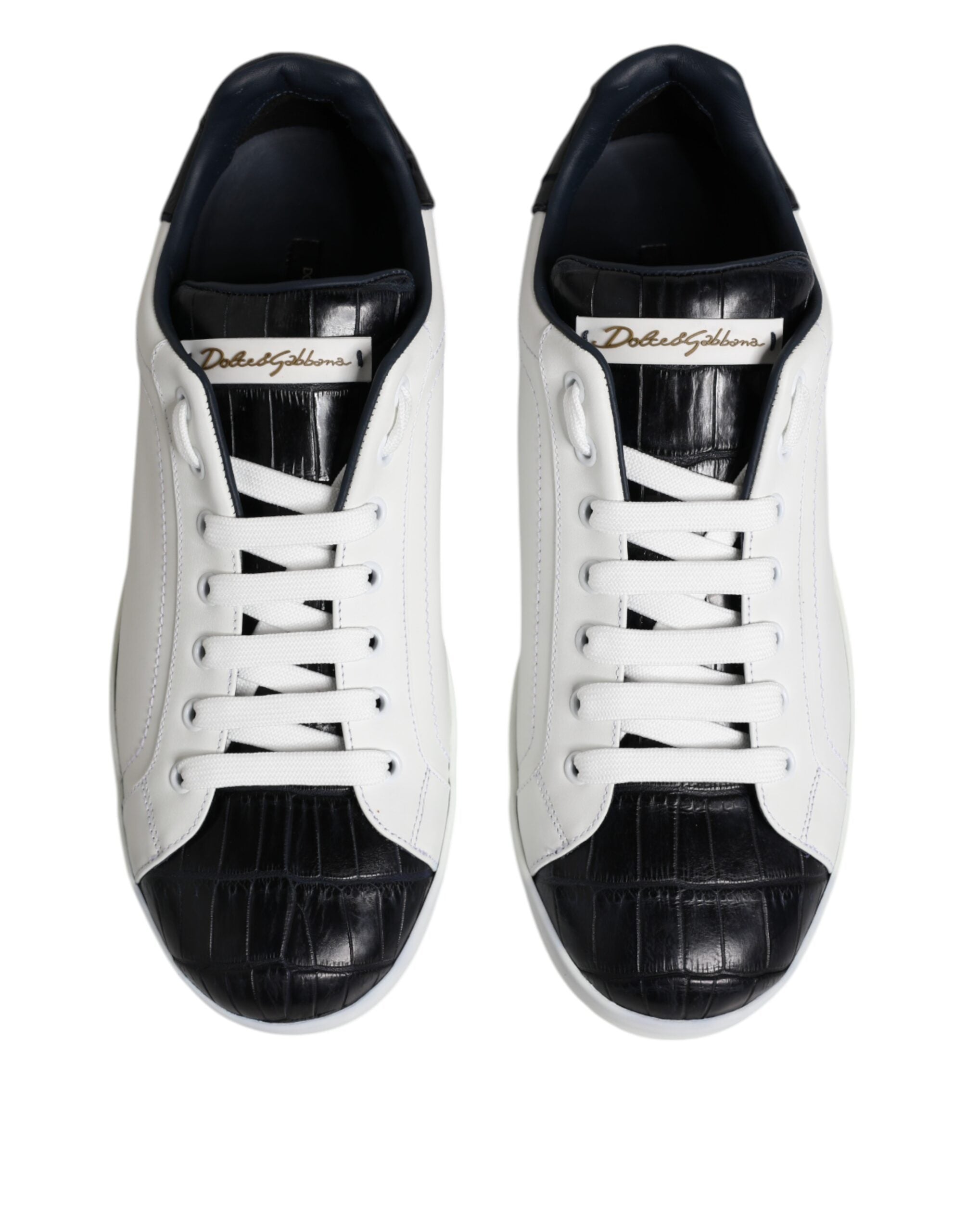 Dolce & Gabbana Wit Zwart Leren Portofino Sneaker Schoenen