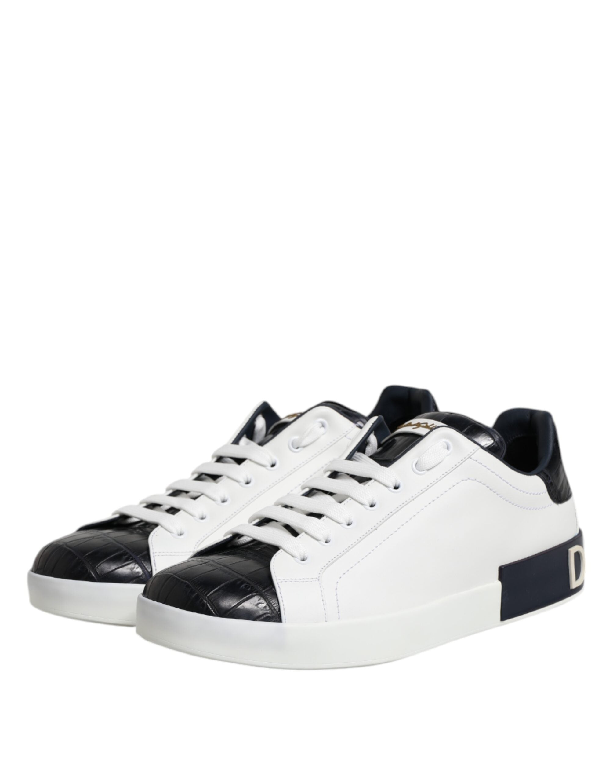 Dolce & Gabbana Wit Zwart Leren Portofino Sneaker Schoenen