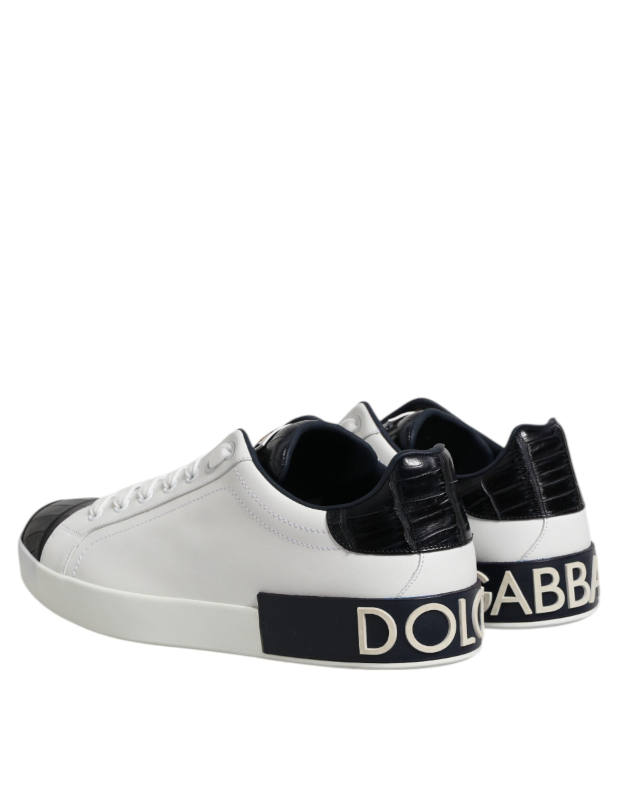 Dolce & Gabbana Wit Zwart Leren Portofino Sneaker Schoenen