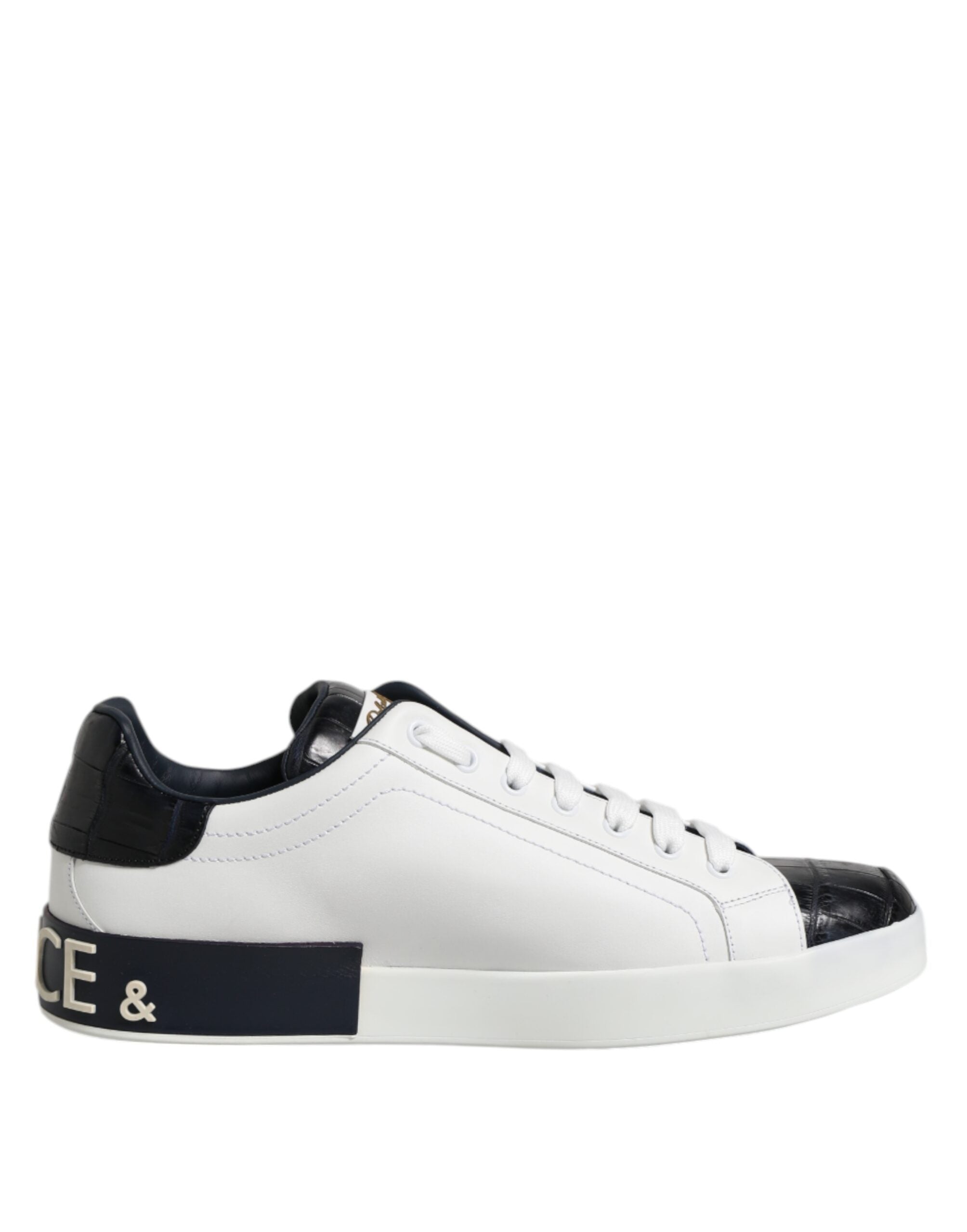 Dolce & Gabbana Wit Zwart Leren Portofino Sneaker Schoenen