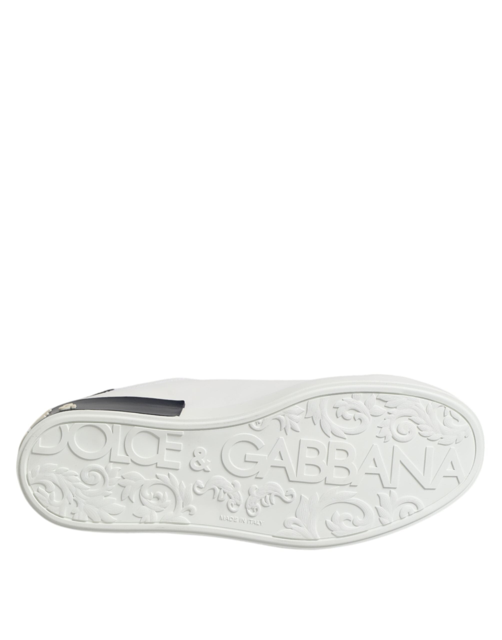Dolce & Gabbana Wit Zwart Leren Portofino Sneaker Schoenen