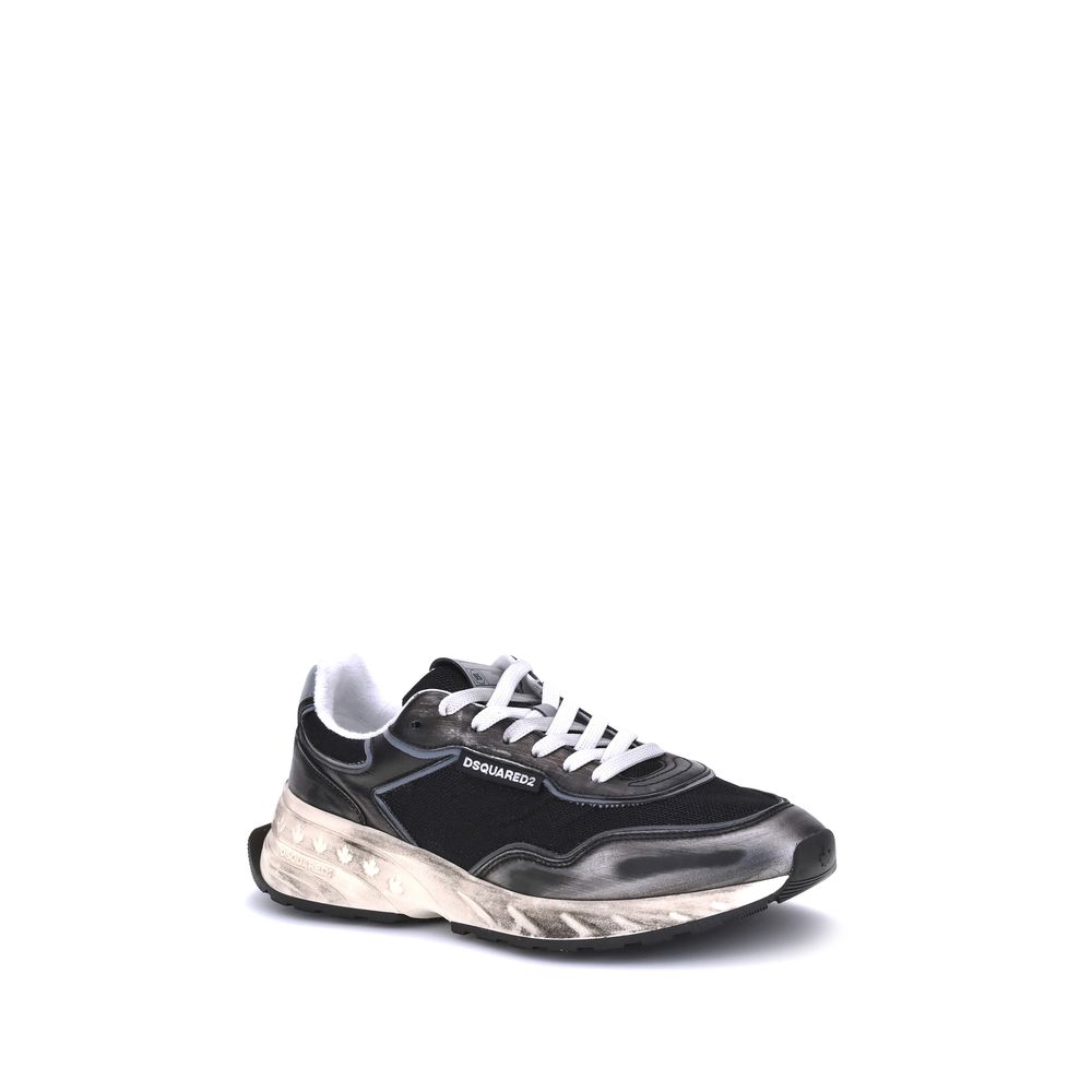 Dsquared² Zwarte Kalfsleren Bos Taurus Atletische Sneakers