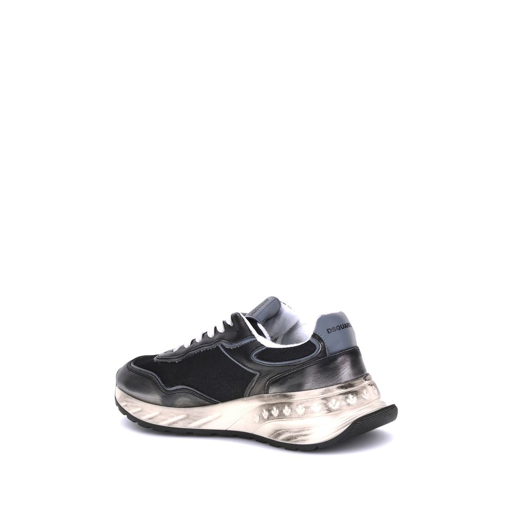 Dsquared² Zwarte Kalfsleren Bos Taurus Atletische Sneakers