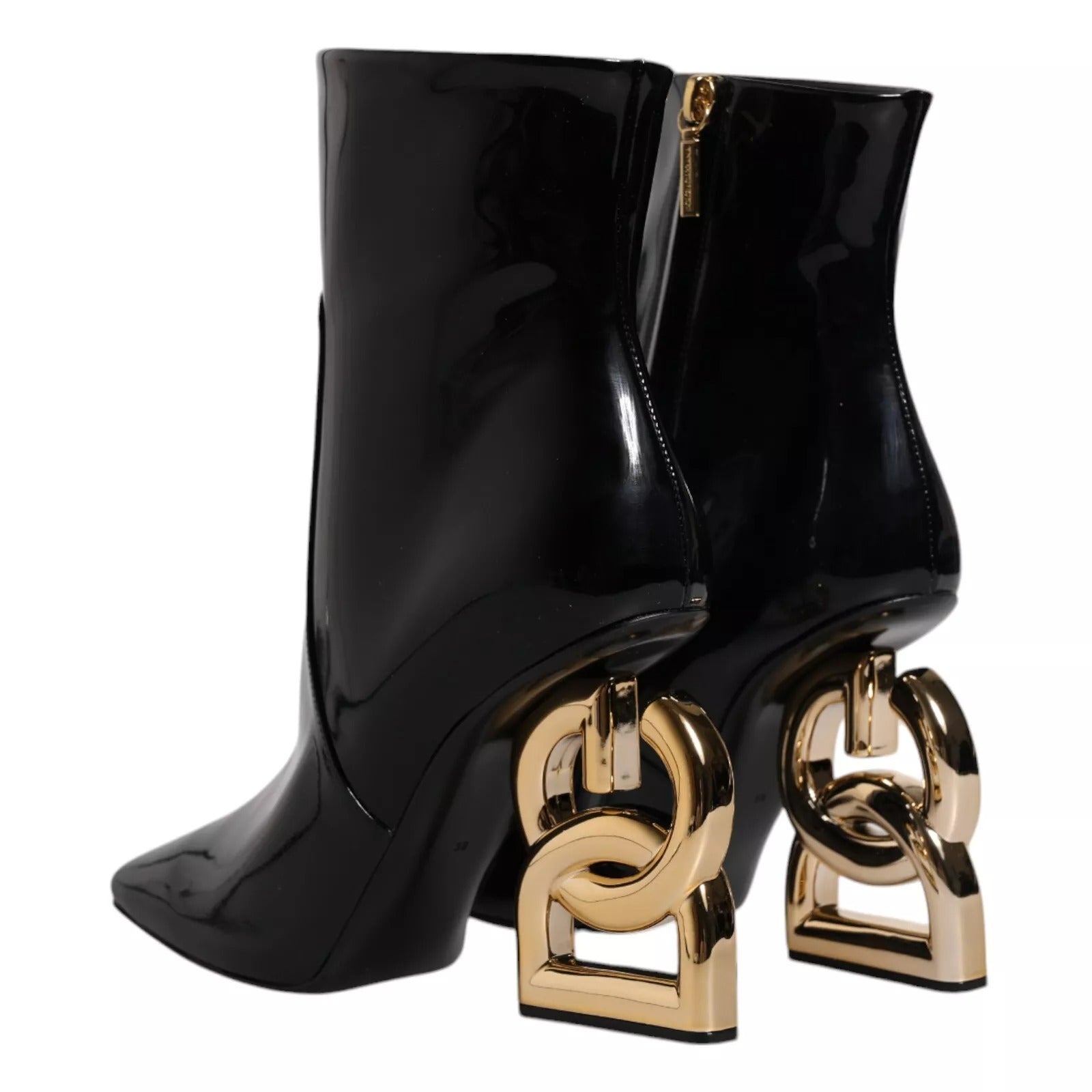 Dolce & Gabbana Zwarte Jackie Leren Halfhoge Laarzen Schoenen