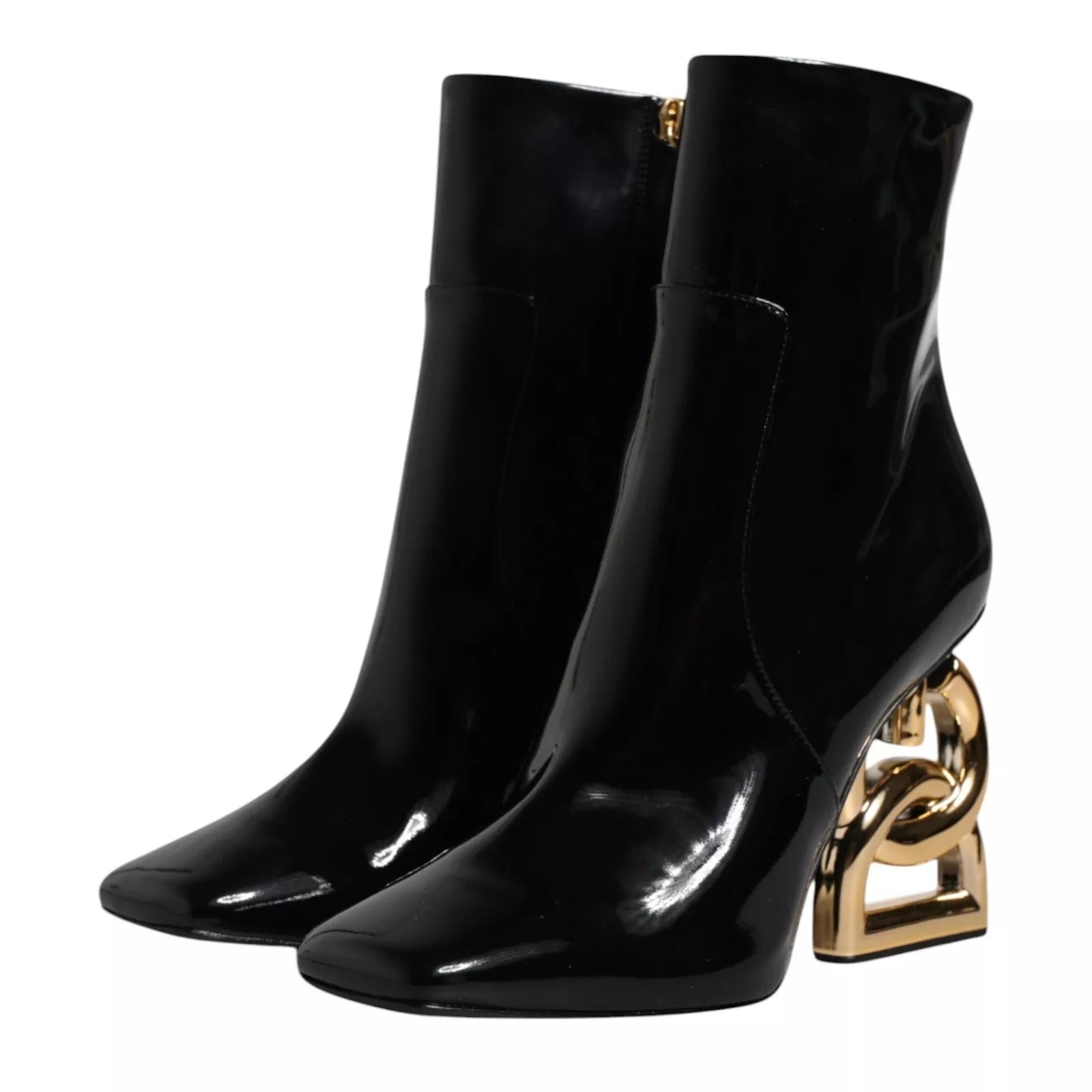 Dolce & Gabbana Zwarte Jackie Leren Halfhoge Laarzen Schoenen