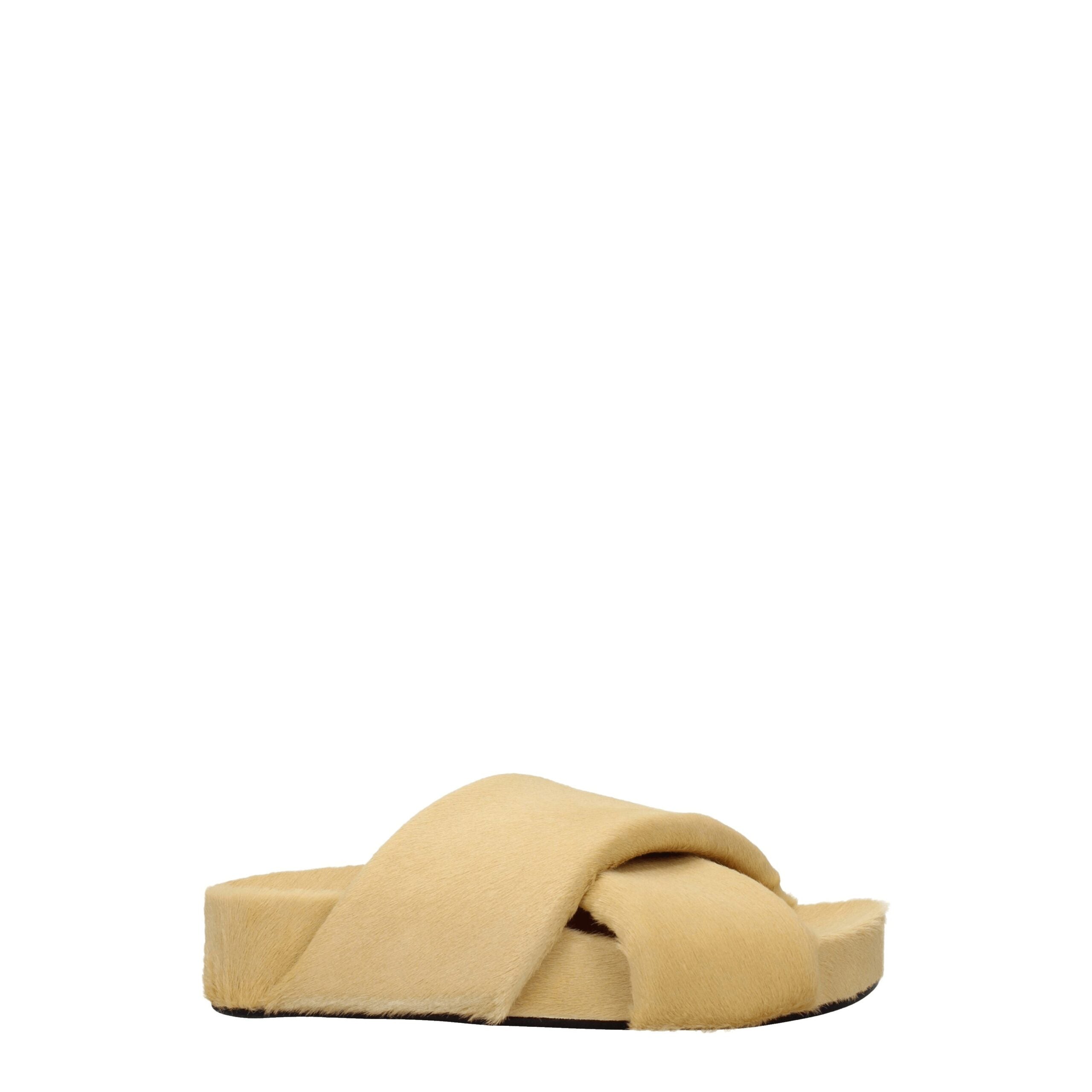 Jil Sander Beige Paardenhaar Slippers