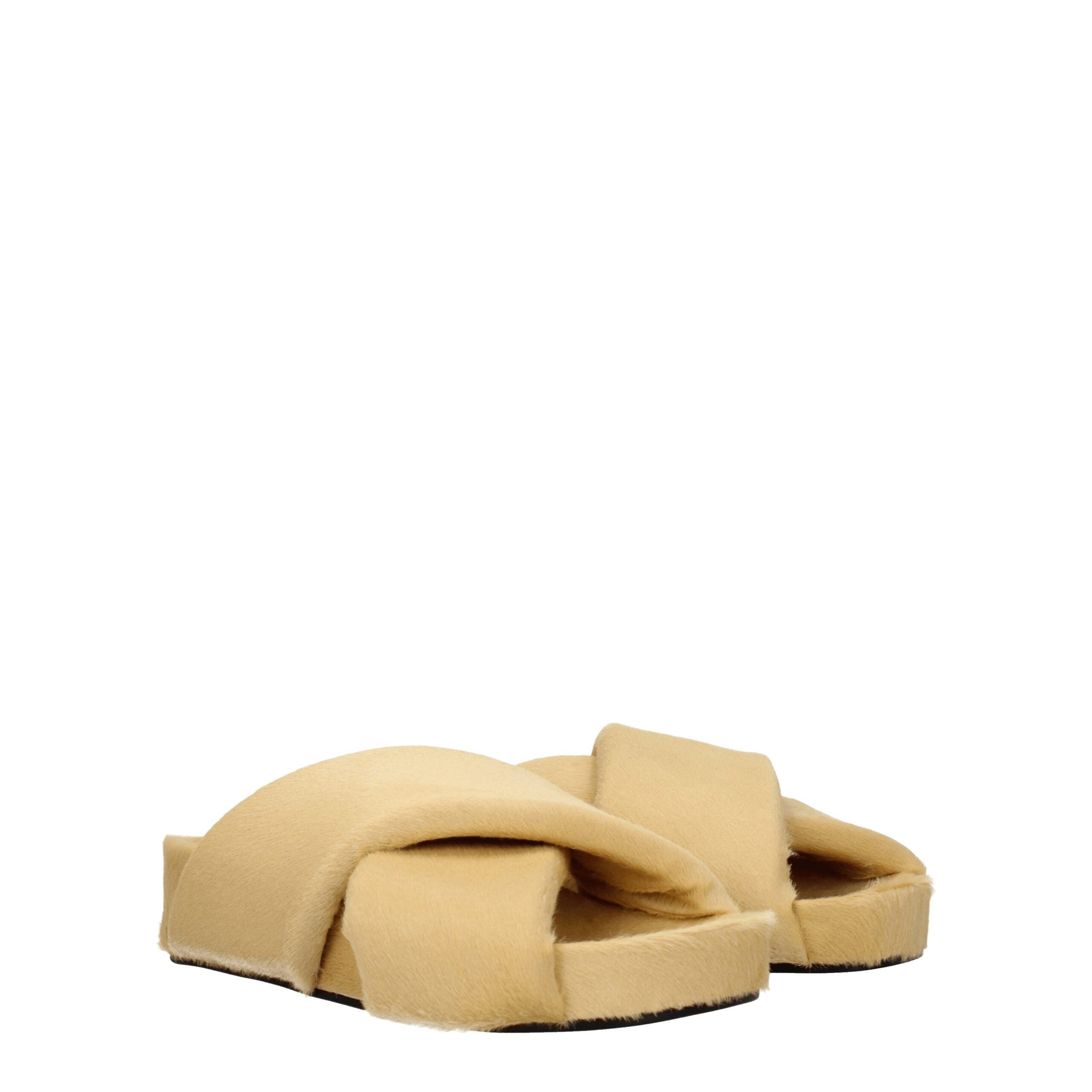 Jil Sander Beige Paardenhaar Slippers