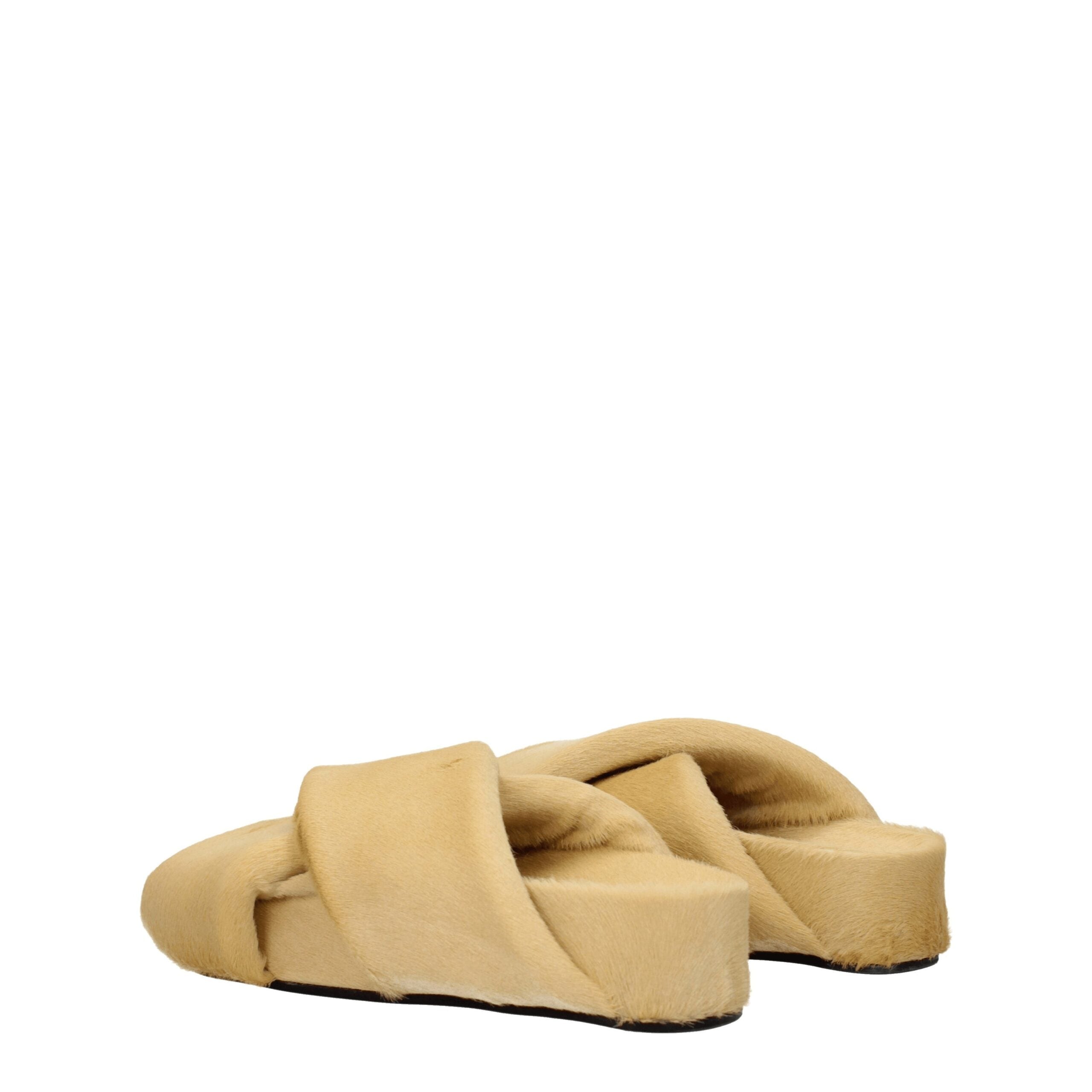 Jil Sander Beige Paardenhaar Slippers