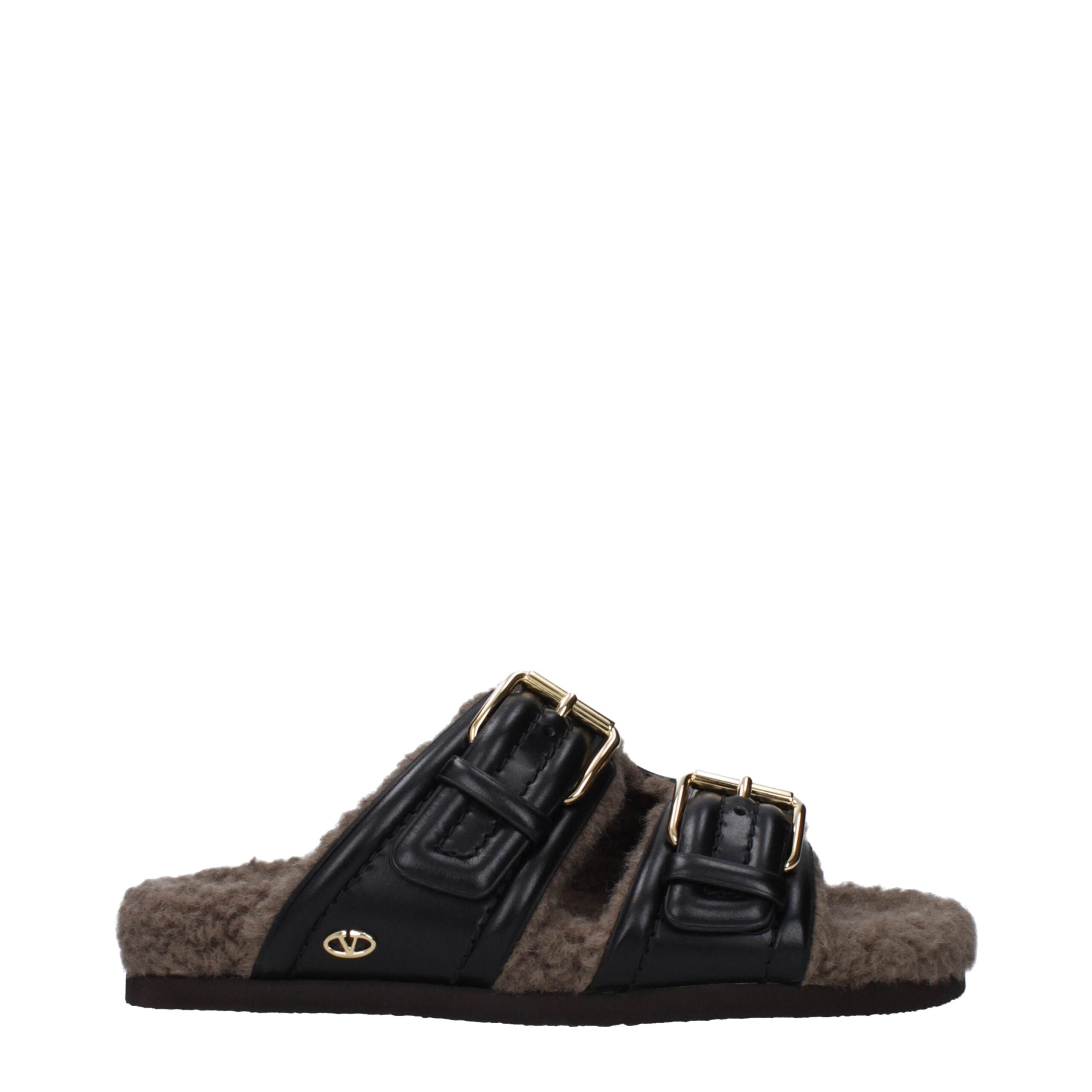 Valentino Garavani Zwarte Leren Slippers
