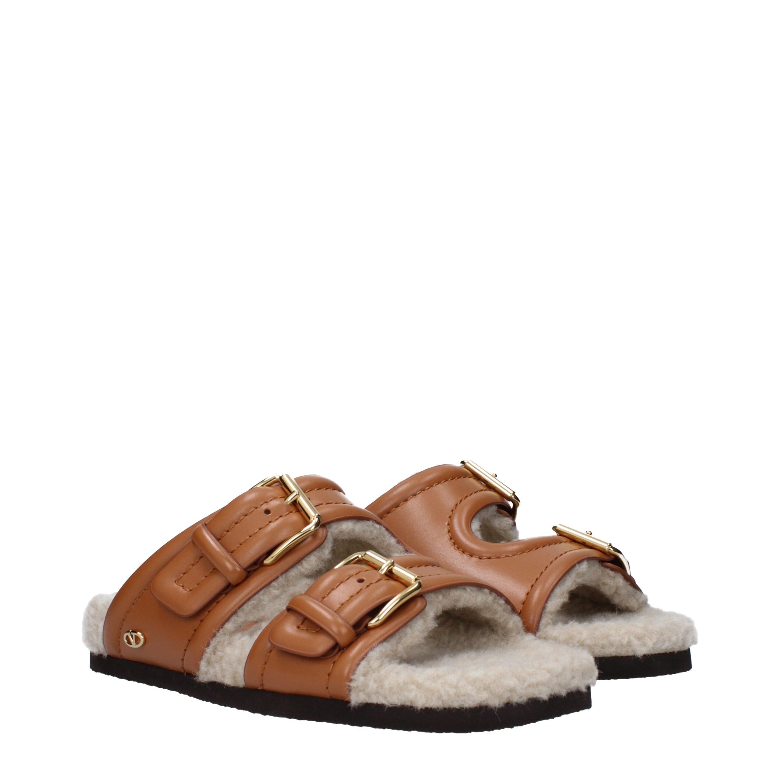 Valentino Garavani Bruine Leren Slippers