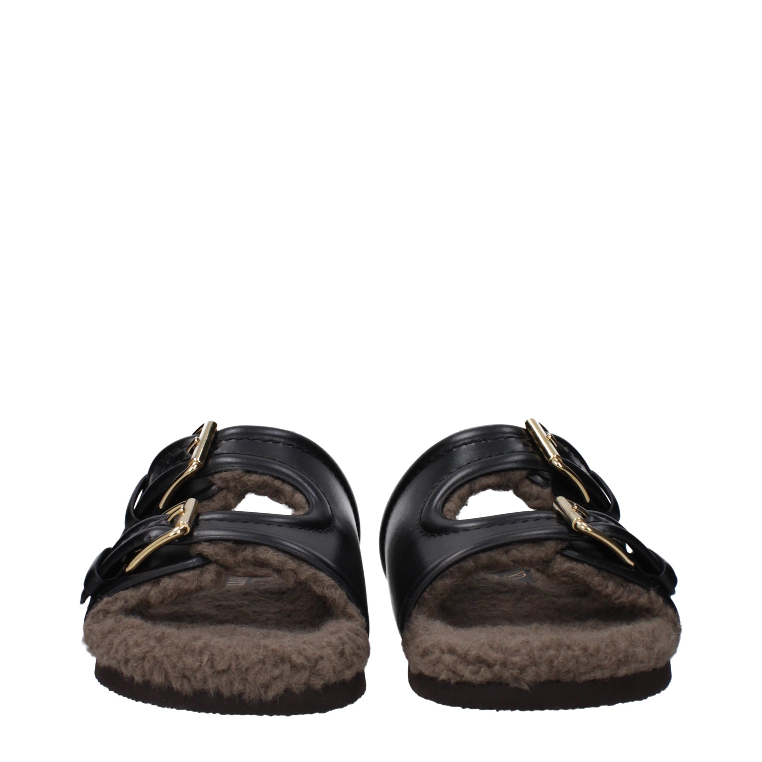 Valentino Garavani Zwarte Leren Slippers
