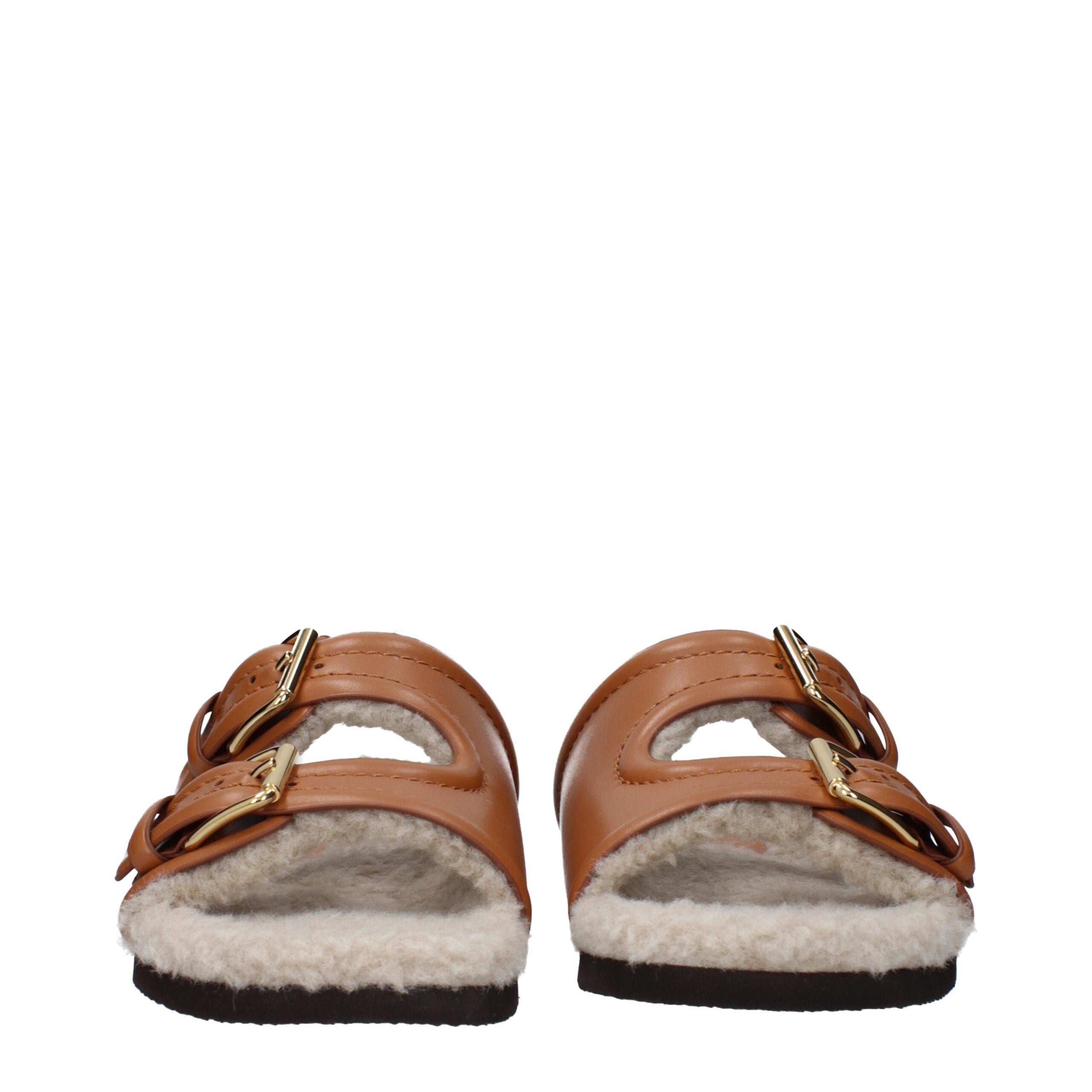 Valentino Garavani Bruine Leren Slippers