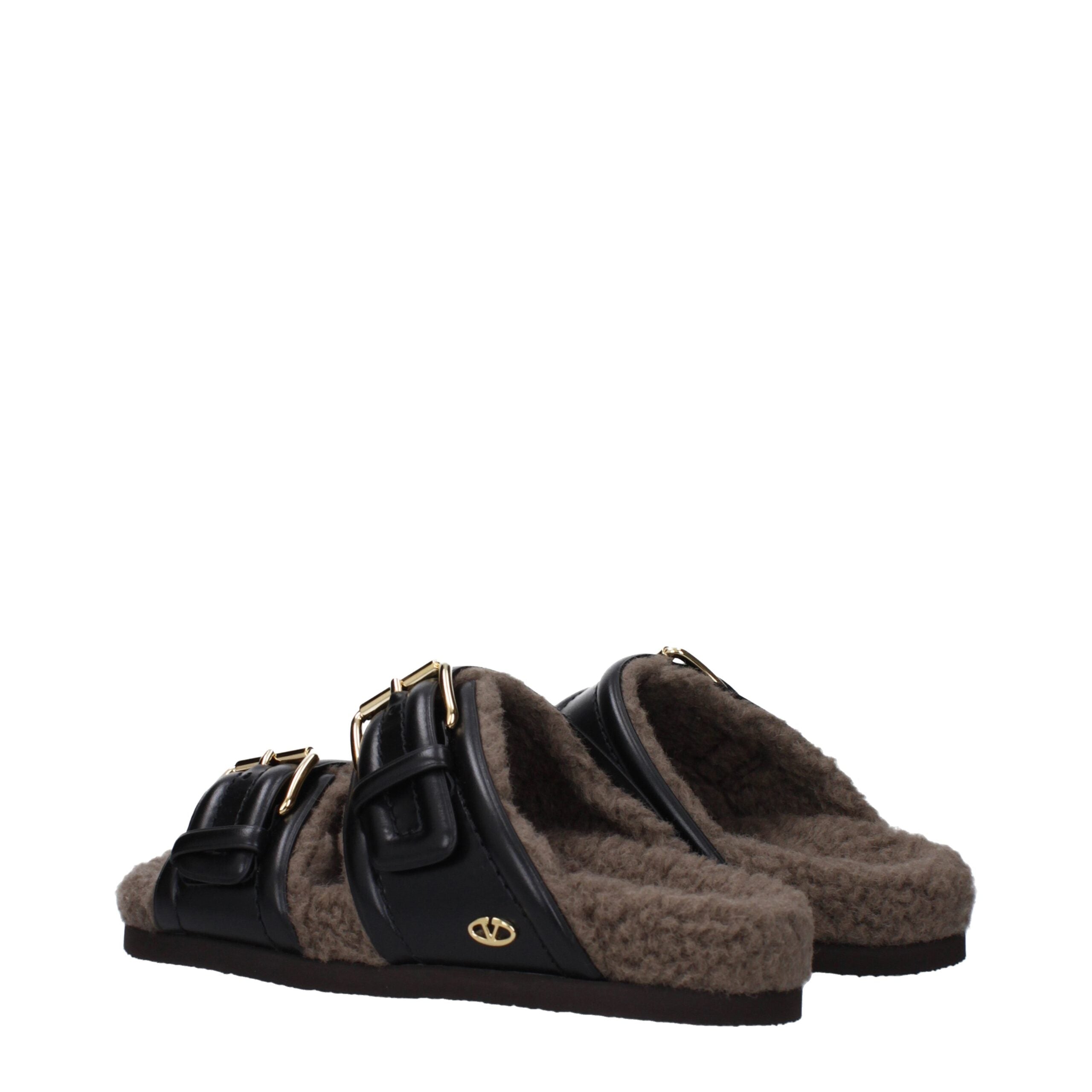 Valentino Garavani Zwarte Leren Slippers