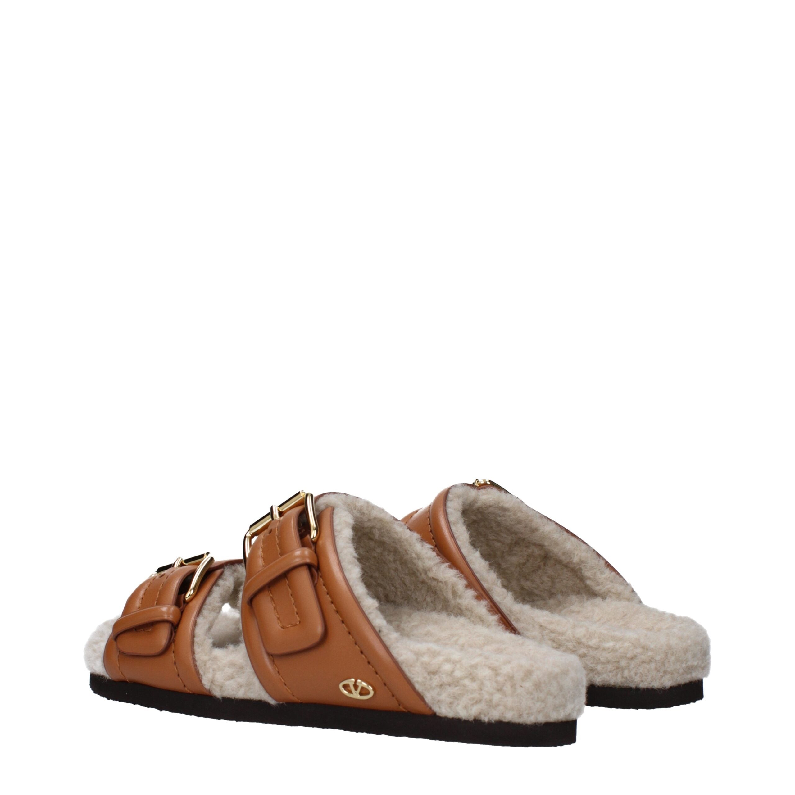 Valentino Garavani Bruine Leren Slippers