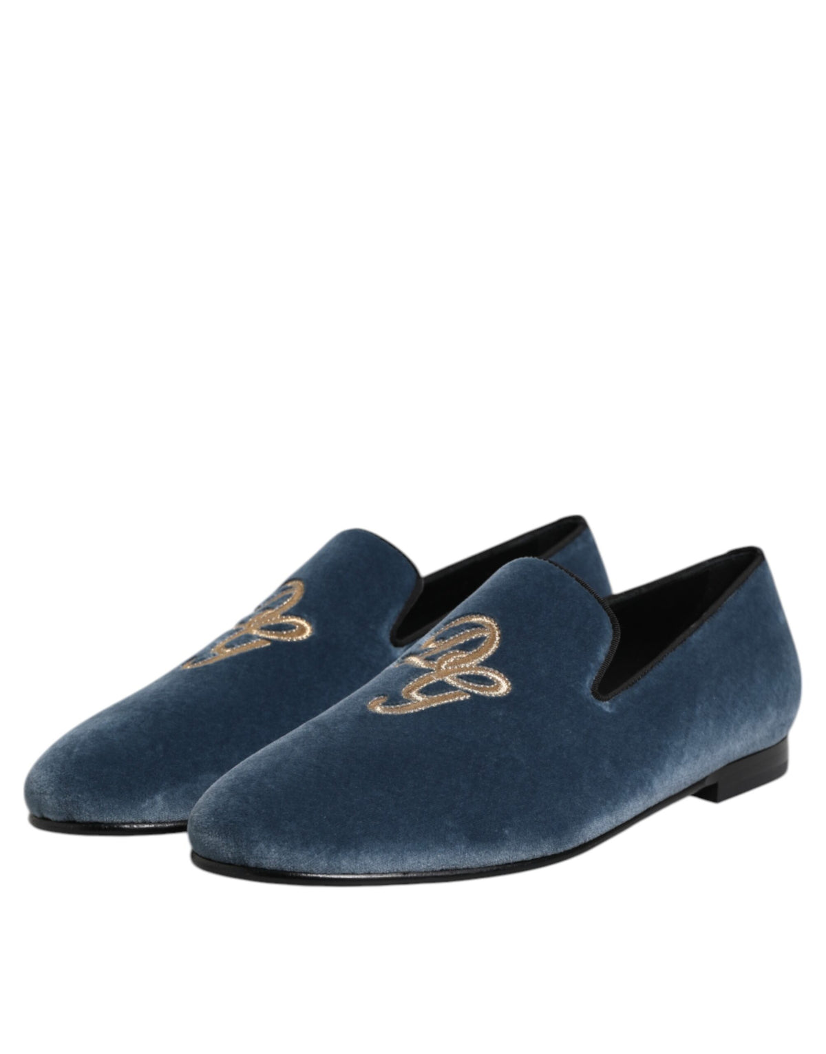 Dolce & Gabbana Blauwe Velvet DG Logo Instappers Nette Schoenen