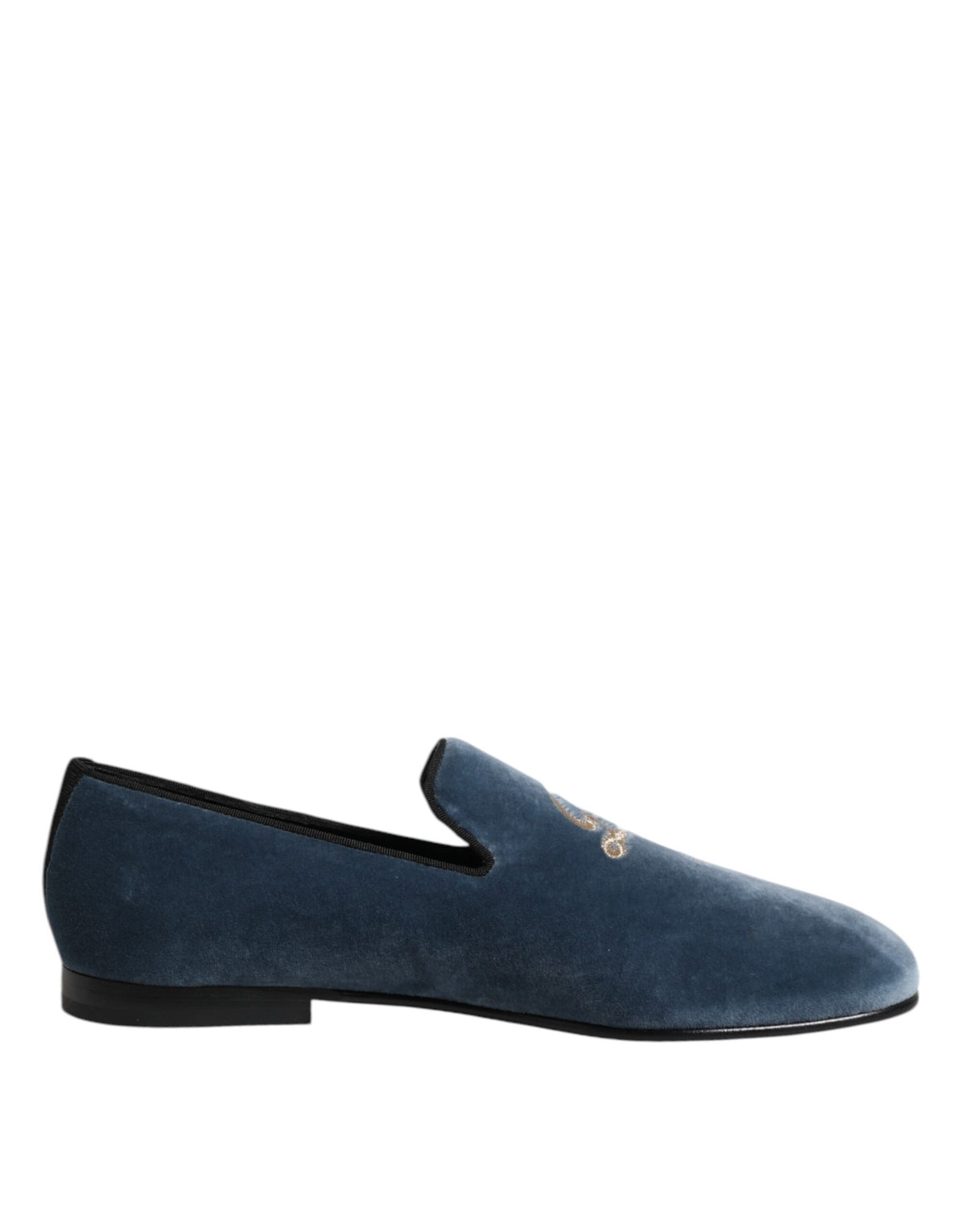 Dolce & Gabbana Blauwe Velvet DG Logo Instappers Nette Schoenen