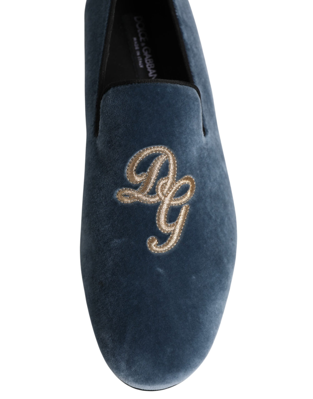 Dolce & Gabbana Blauwe Velvet DG Logo Instappers Nette Schoenen