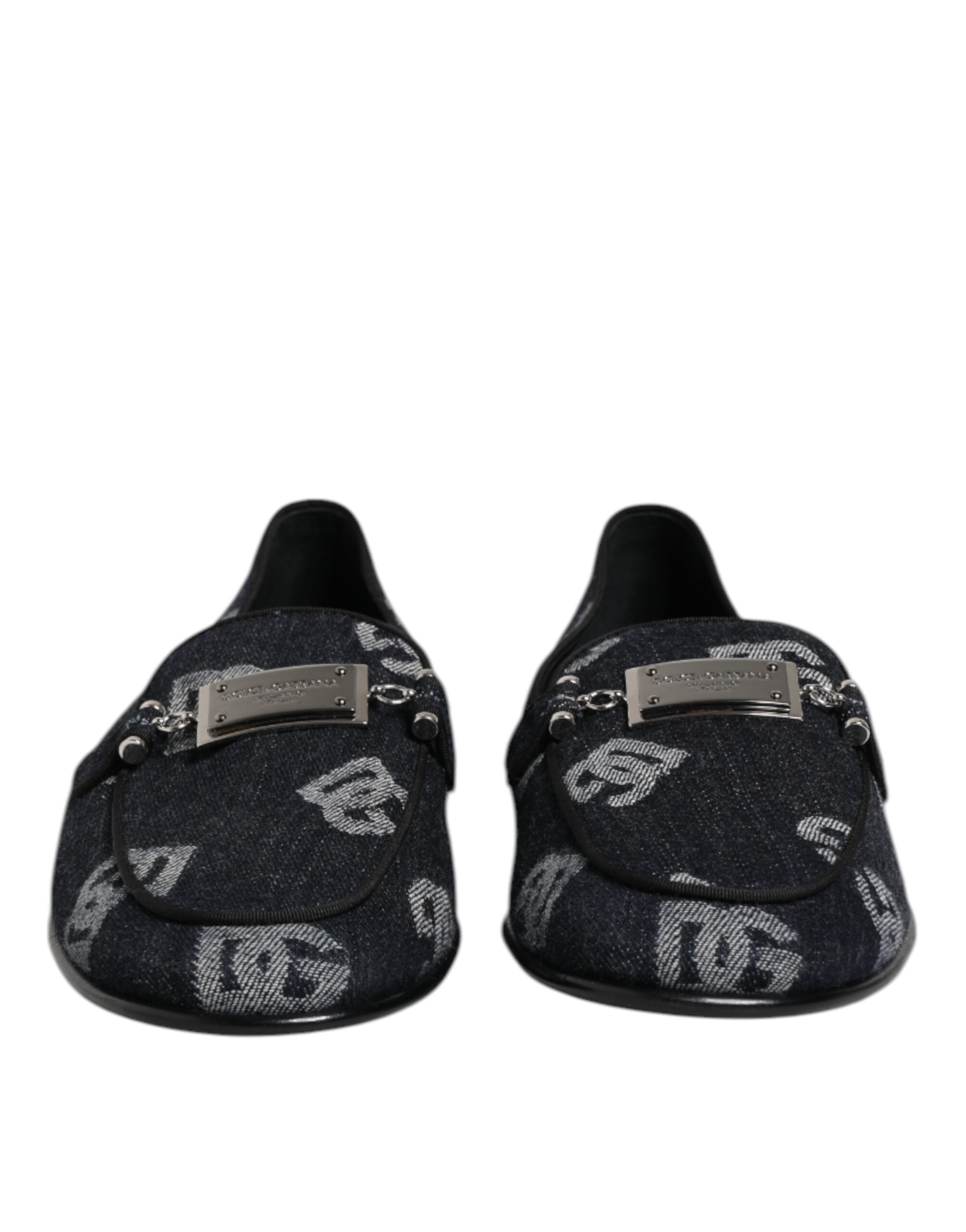 Dolce & Gabbana Blauwe Loafers van Katoen met Logo Formele Nette Schoenen