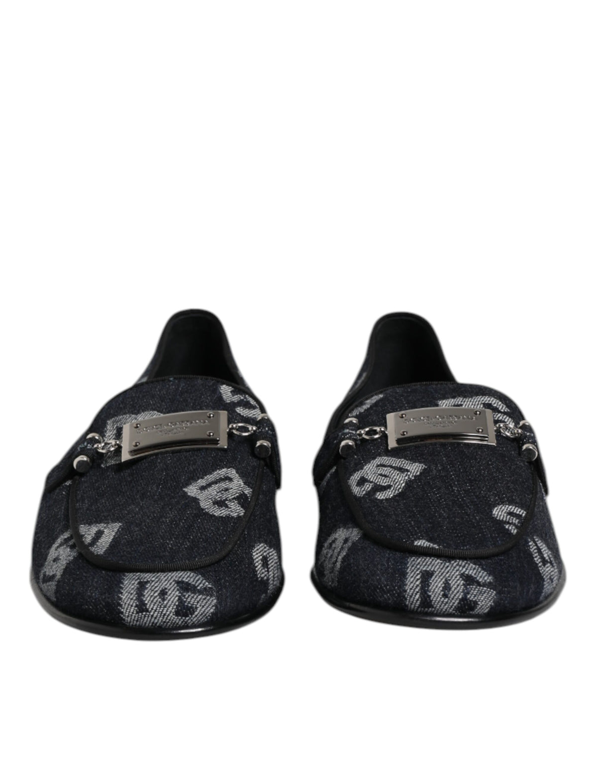 Dolce & Gabbana Blauwe Loafers van Katoen met Logo Formele Nette Schoenen