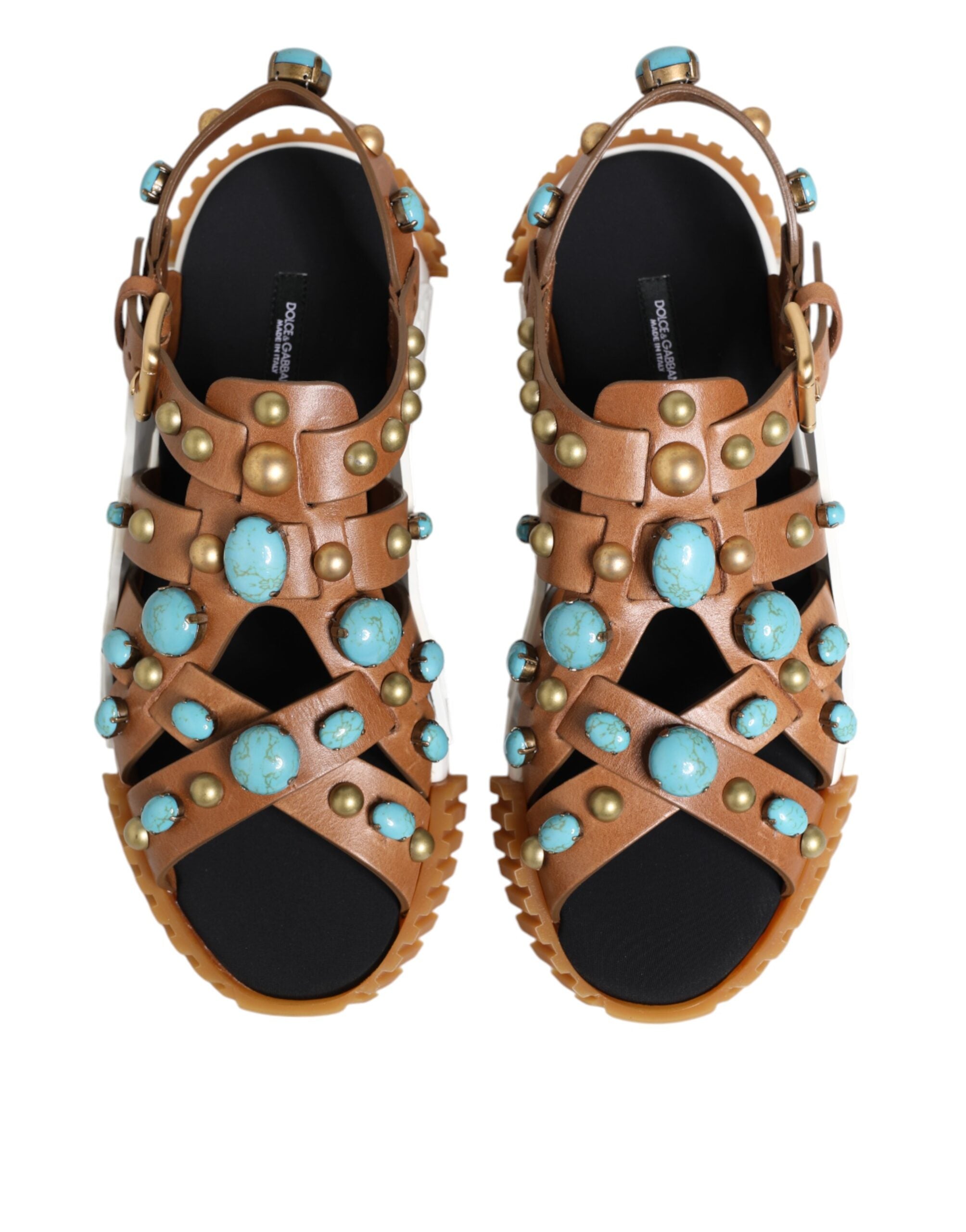 Dolce & Gabbana Bruine Leren Slipper Sandalen met Studs