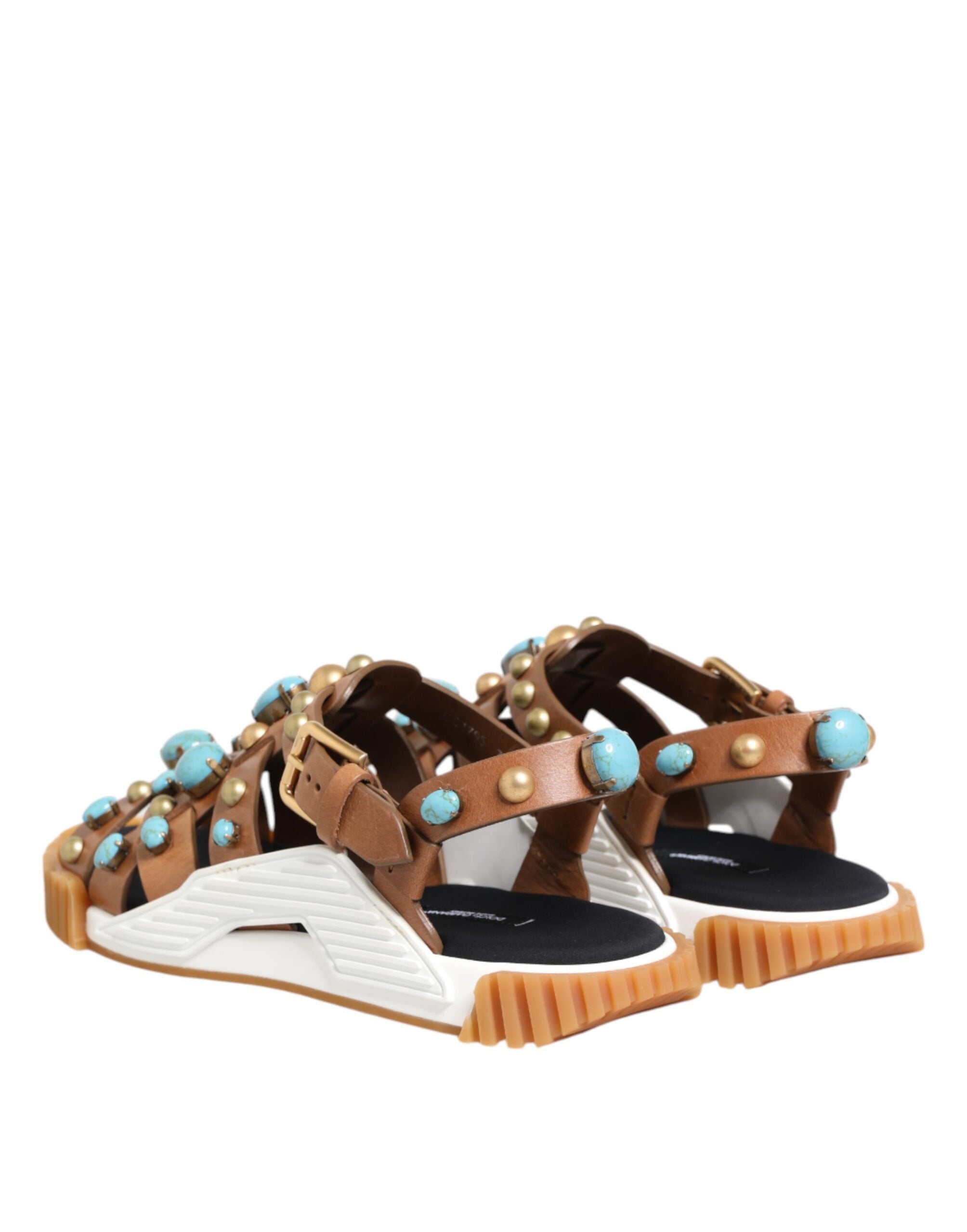 Dolce & Gabbana Bruine Leren Slipper Sandalen met Studs