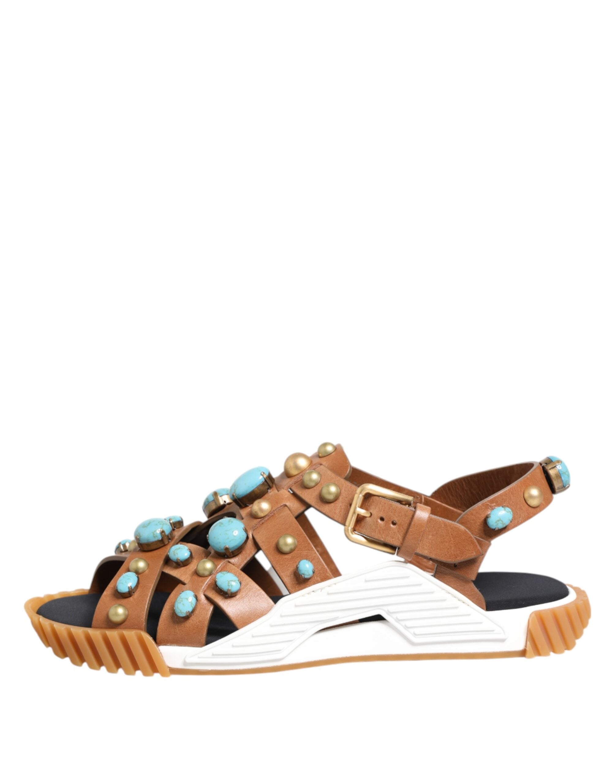 Dolce & Gabbana Bruine Leren Slipper Sandalen met Studs