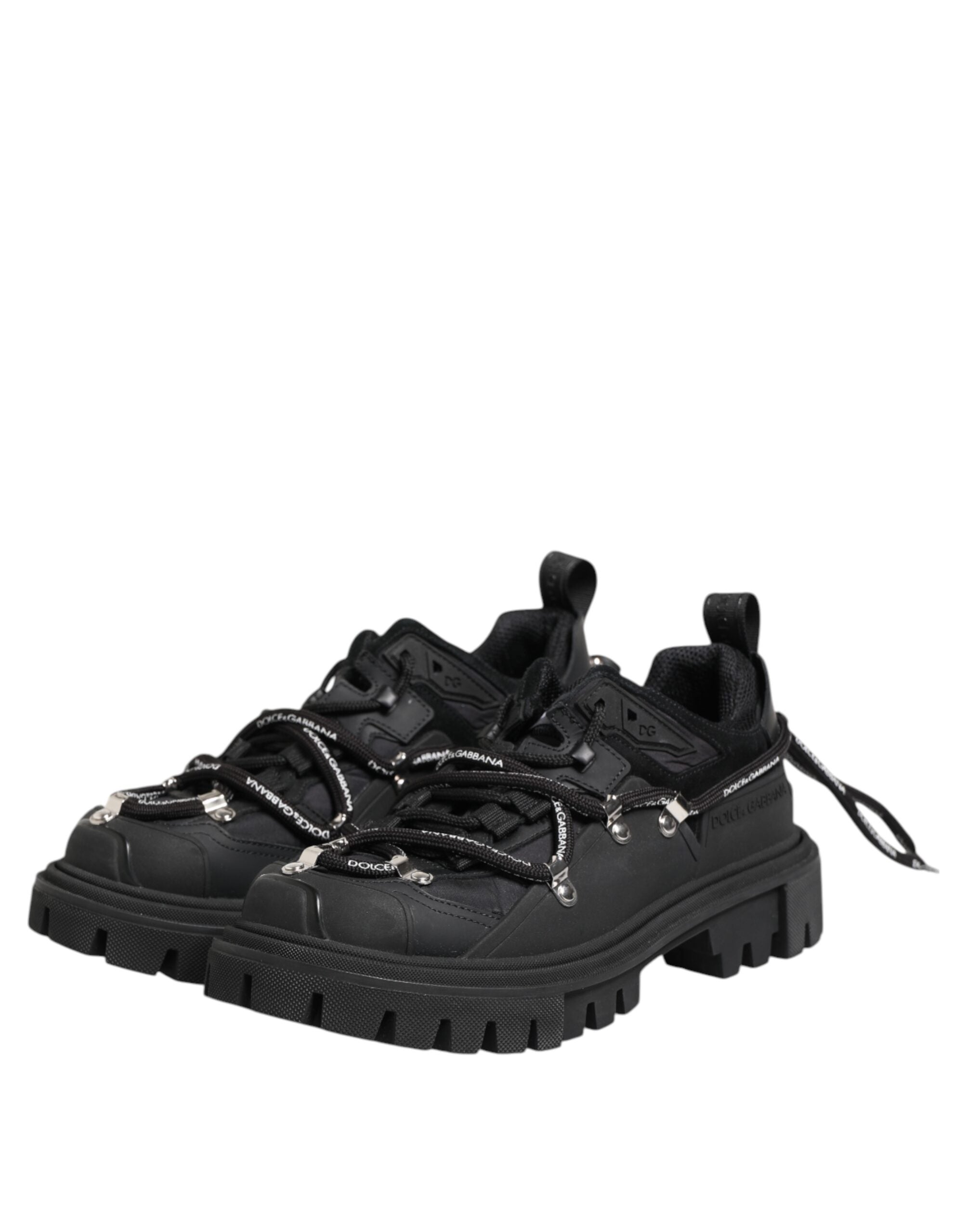 Dolce & Gabbana Zwarte lage vetersneakers