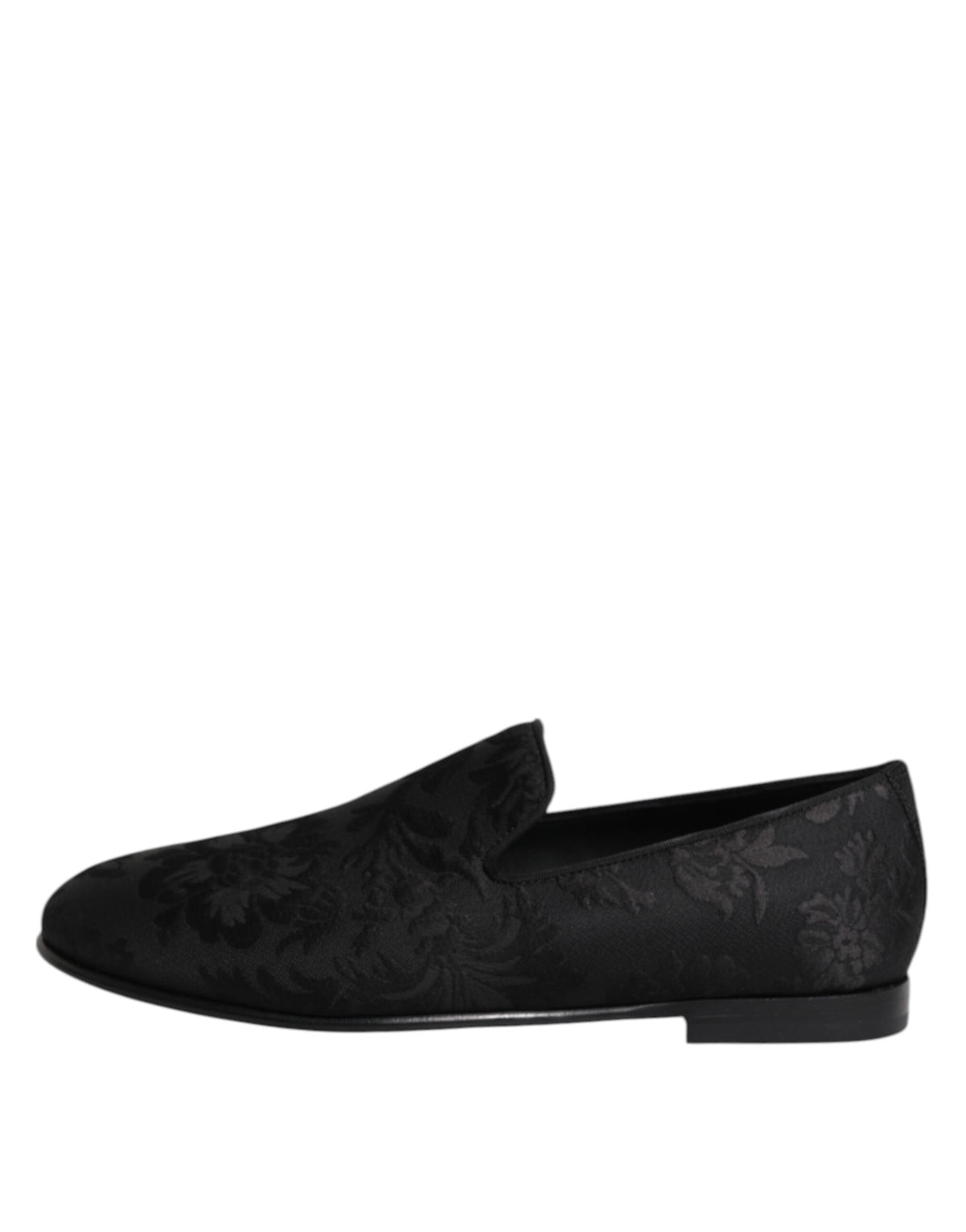Dolce & Gabbana Zwarte Gebloemde Brokaat Loafers Heren Nette Schoenen