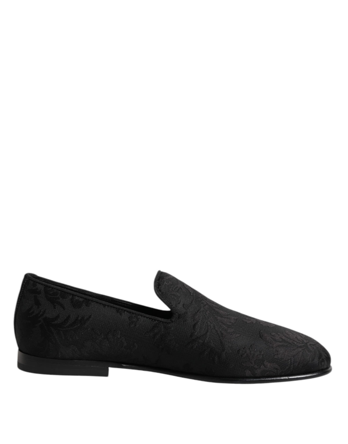Dolce & Gabbana Zwarte Gebloemde Brokaat Loafers Heren Nette Schoenen