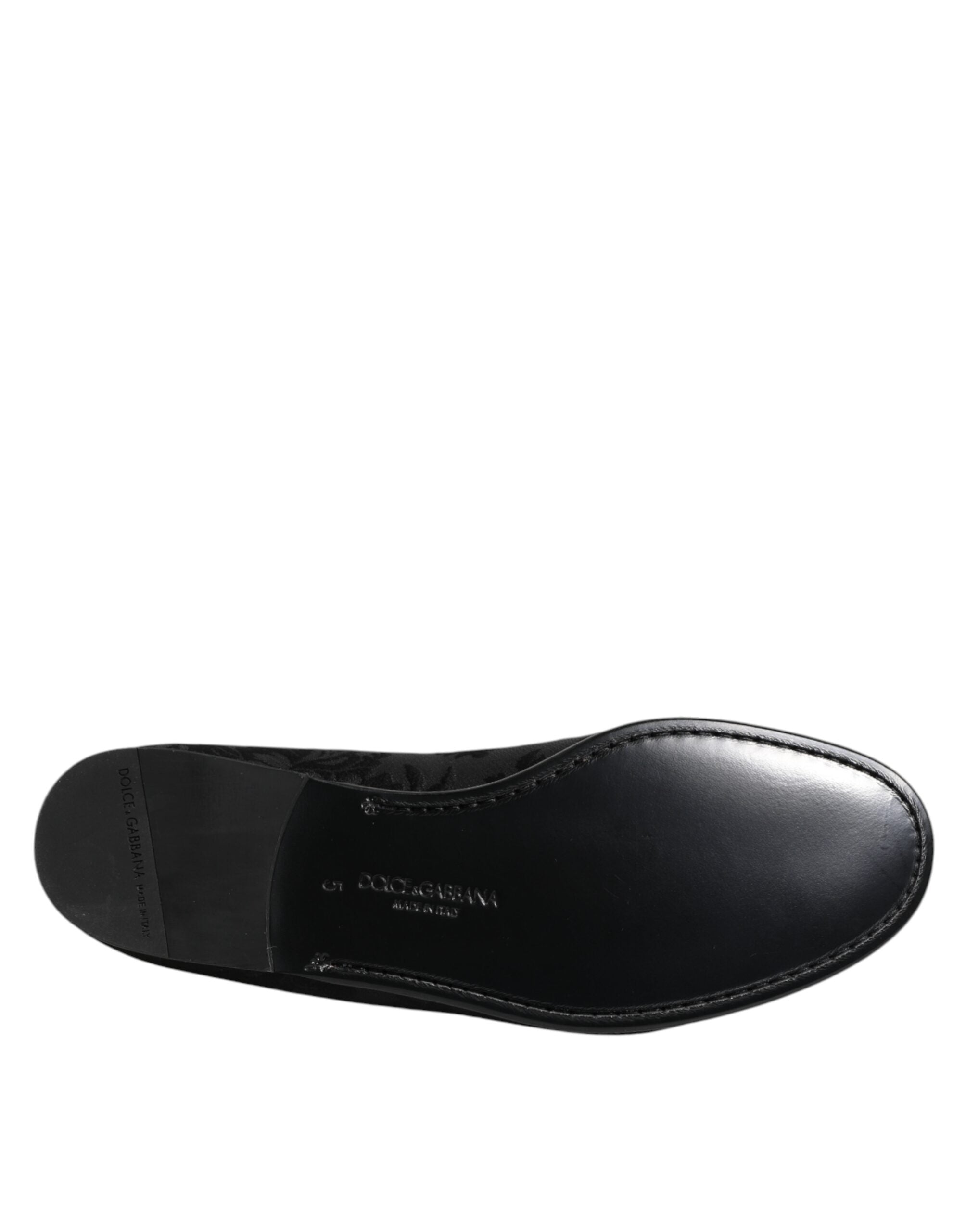 Dolce & Gabbana Zwarte Gebloemde Brokaat Loafers Heren Nette Schoenen