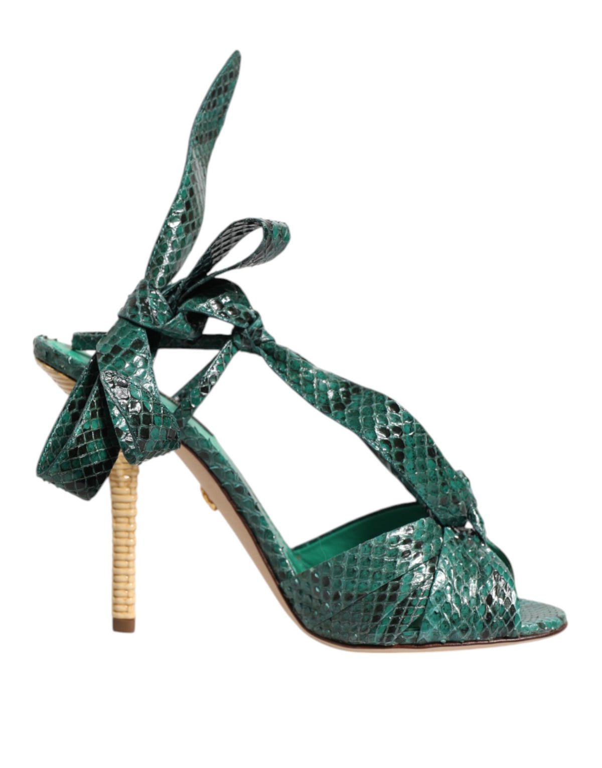 Dolce & Gabbana Groene Python Leren Hak Sandalen Schoenen