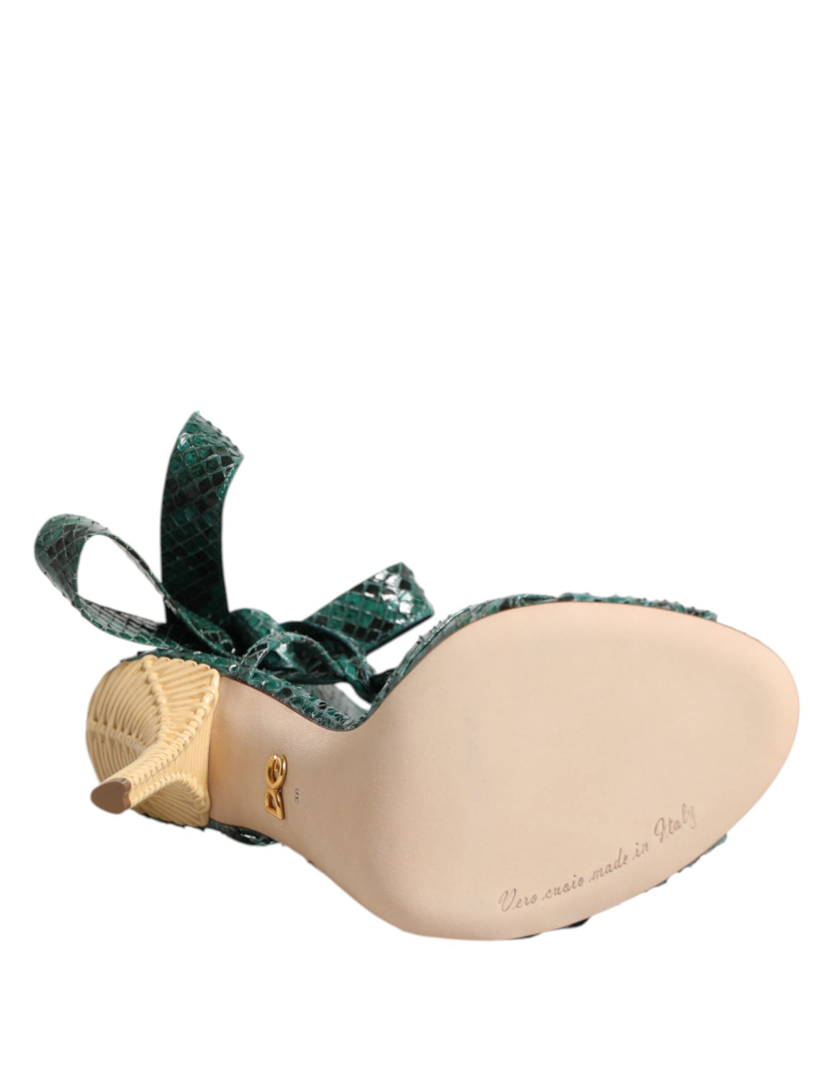 Dolce & Gabbana Groene Python Leren Hak Sandalen Schoenen