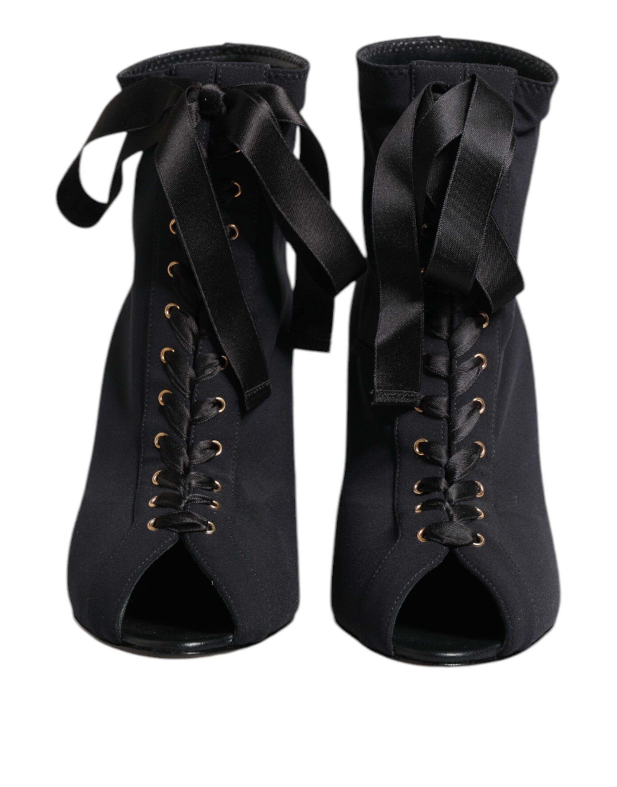 Dolce & Gabbana Zwarte Stilettohakken Veterschoenen Laarzen