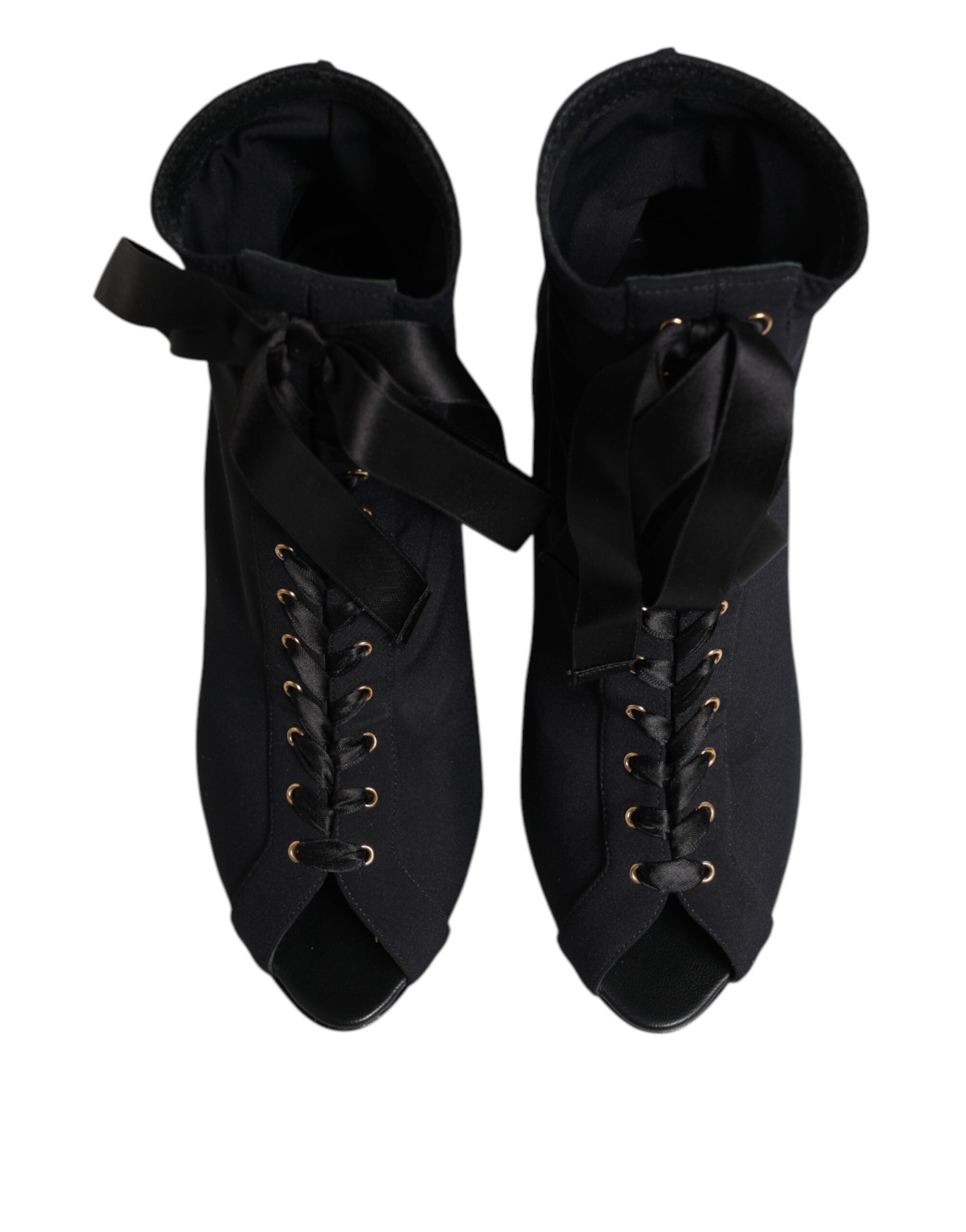 Dolce & Gabbana Zwarte Stilettohakken Veterschoenen Laarzen