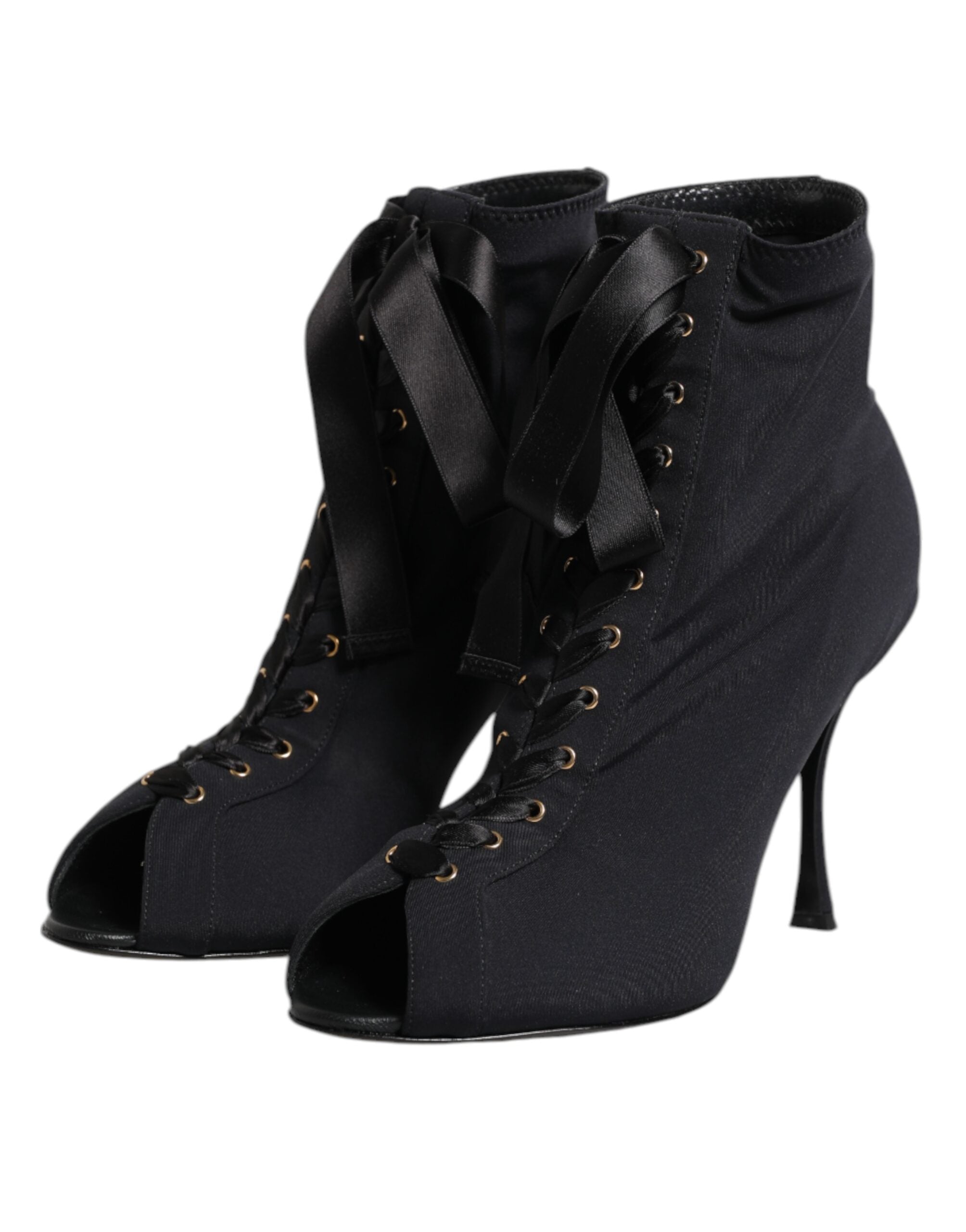 Dolce & Gabbana Zwarte Stilettohakken Veterschoenen Laarzen