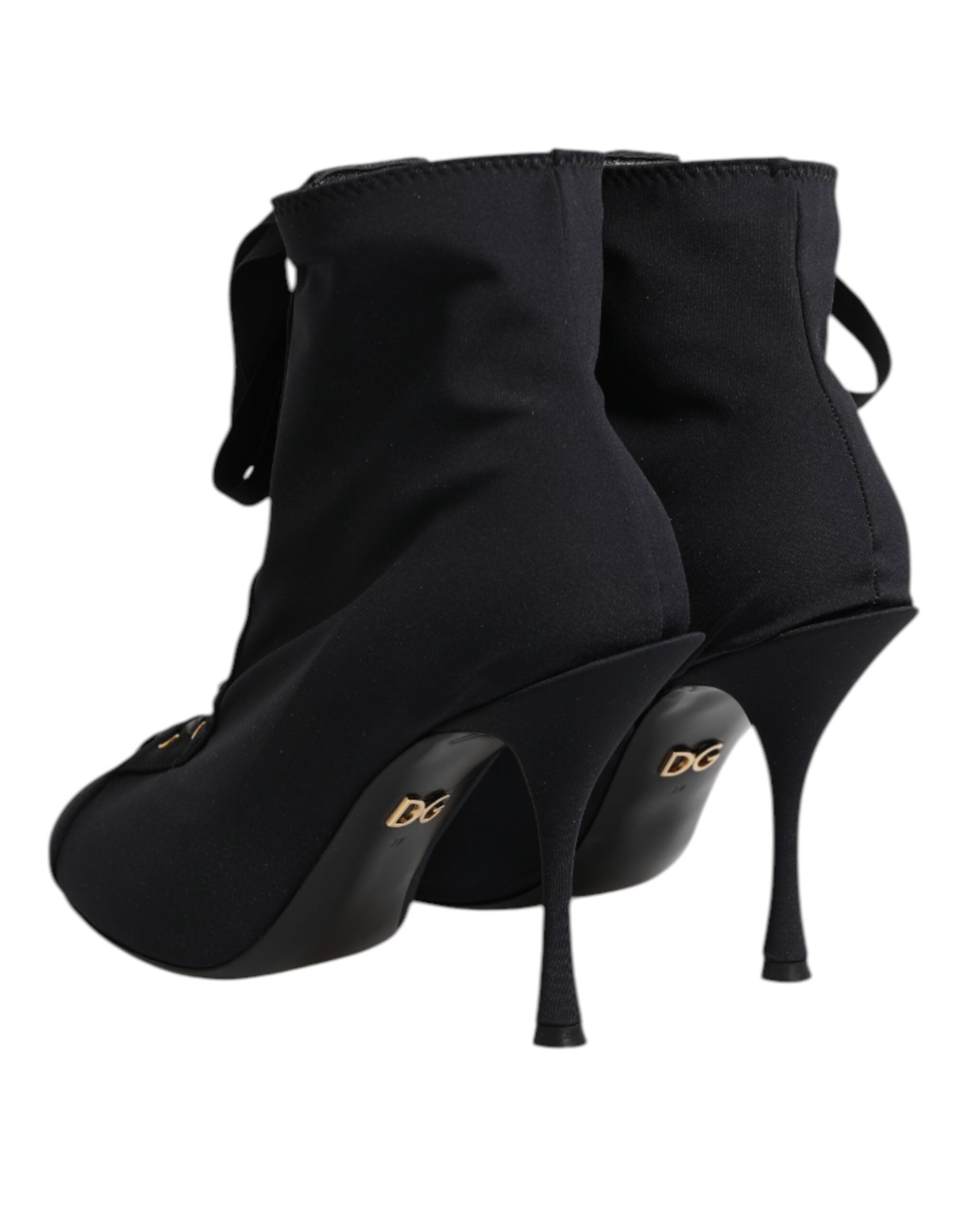 Dolce & Gabbana Zwarte Stilettohakken Veterschoenen Laarzen